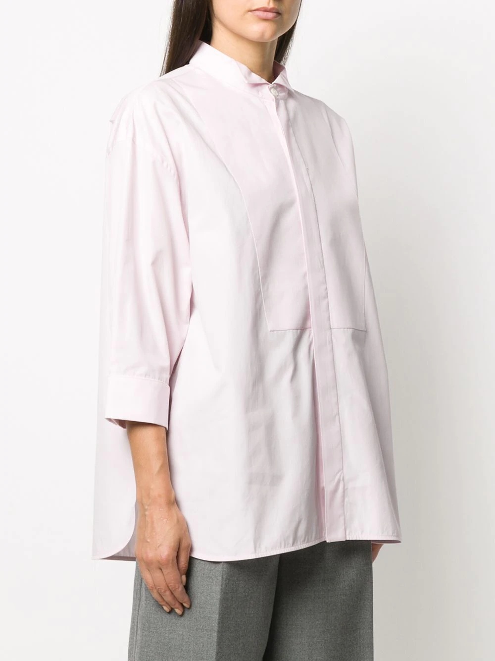 wing collar buttoned shirt - 3