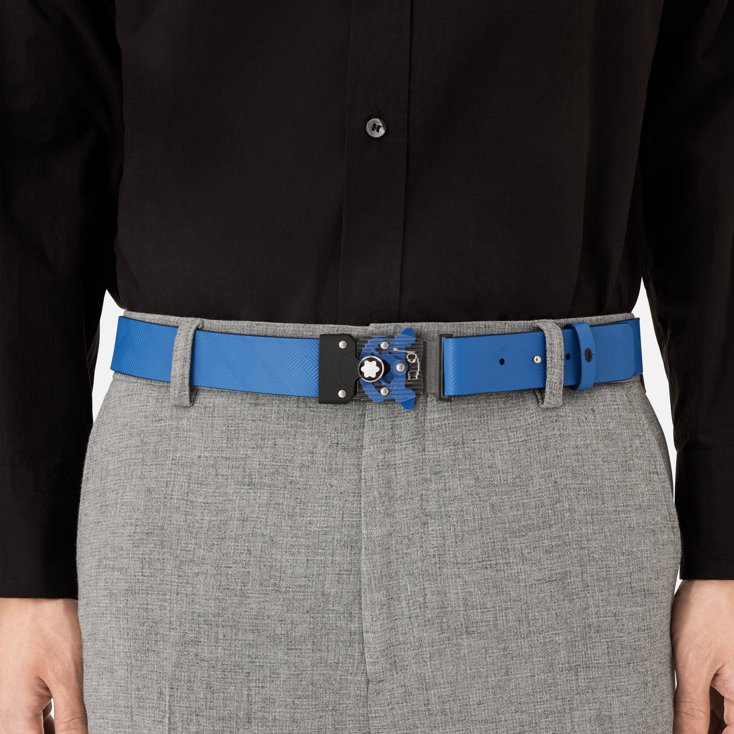 M LOCK 4810 buckle  printed Atlantic blue 35 mm leather belt - 7