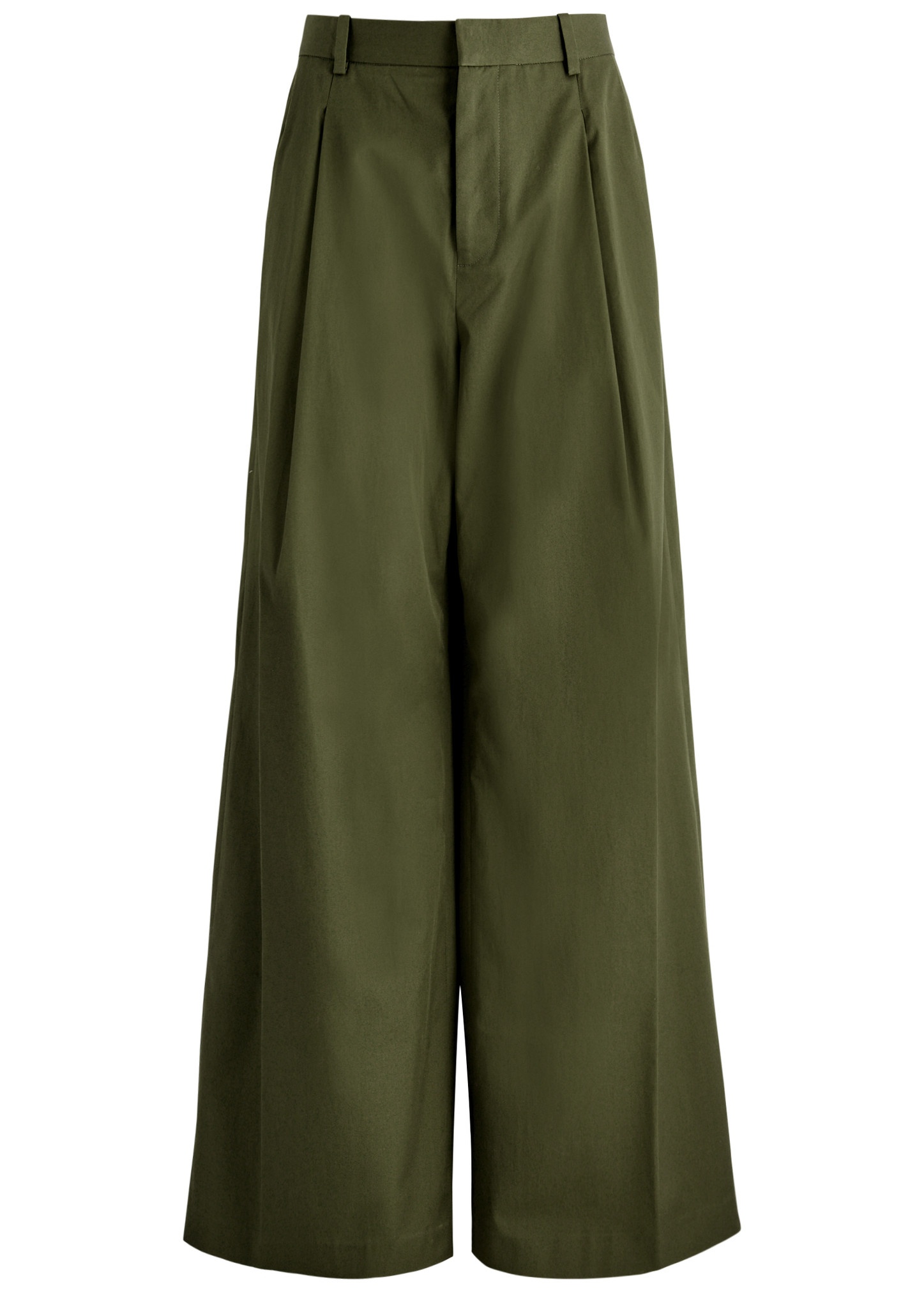 Wide-leg cotton trousers - 1