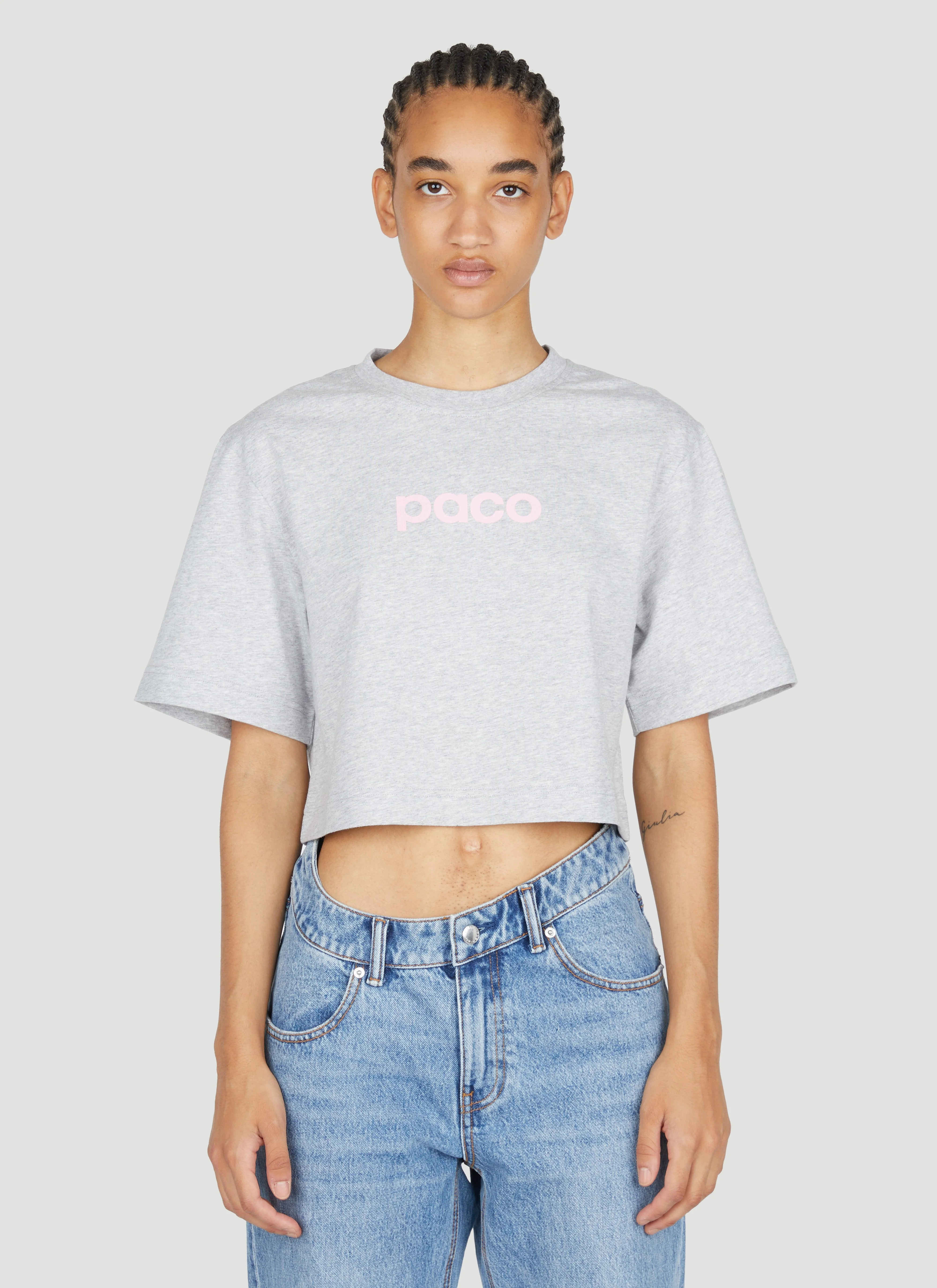 Rabanne Women Logo Print Cropped T-Shirt - 1