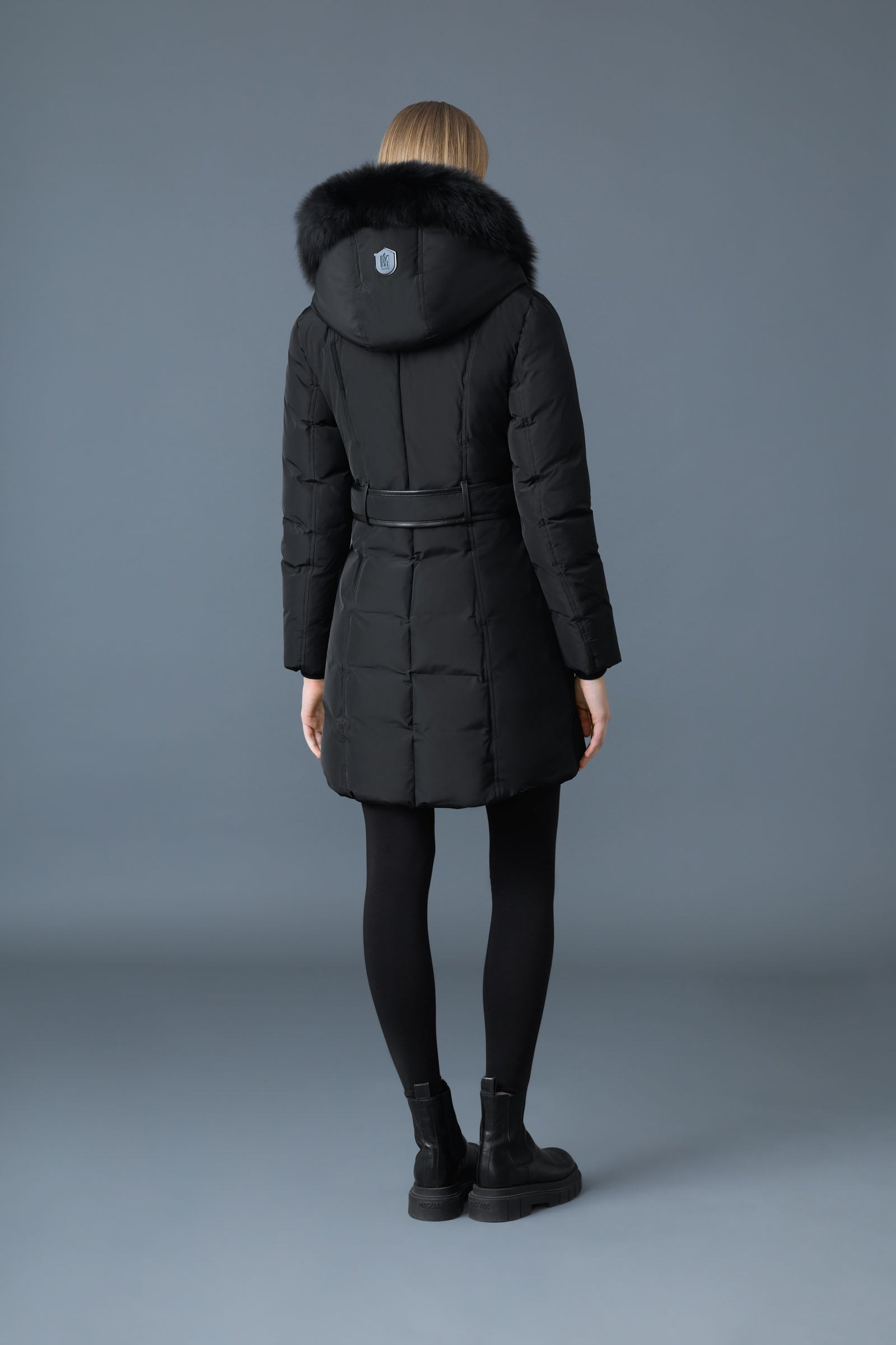 KAY Down coat with blue fox fur Signature Mackage Collar - 4