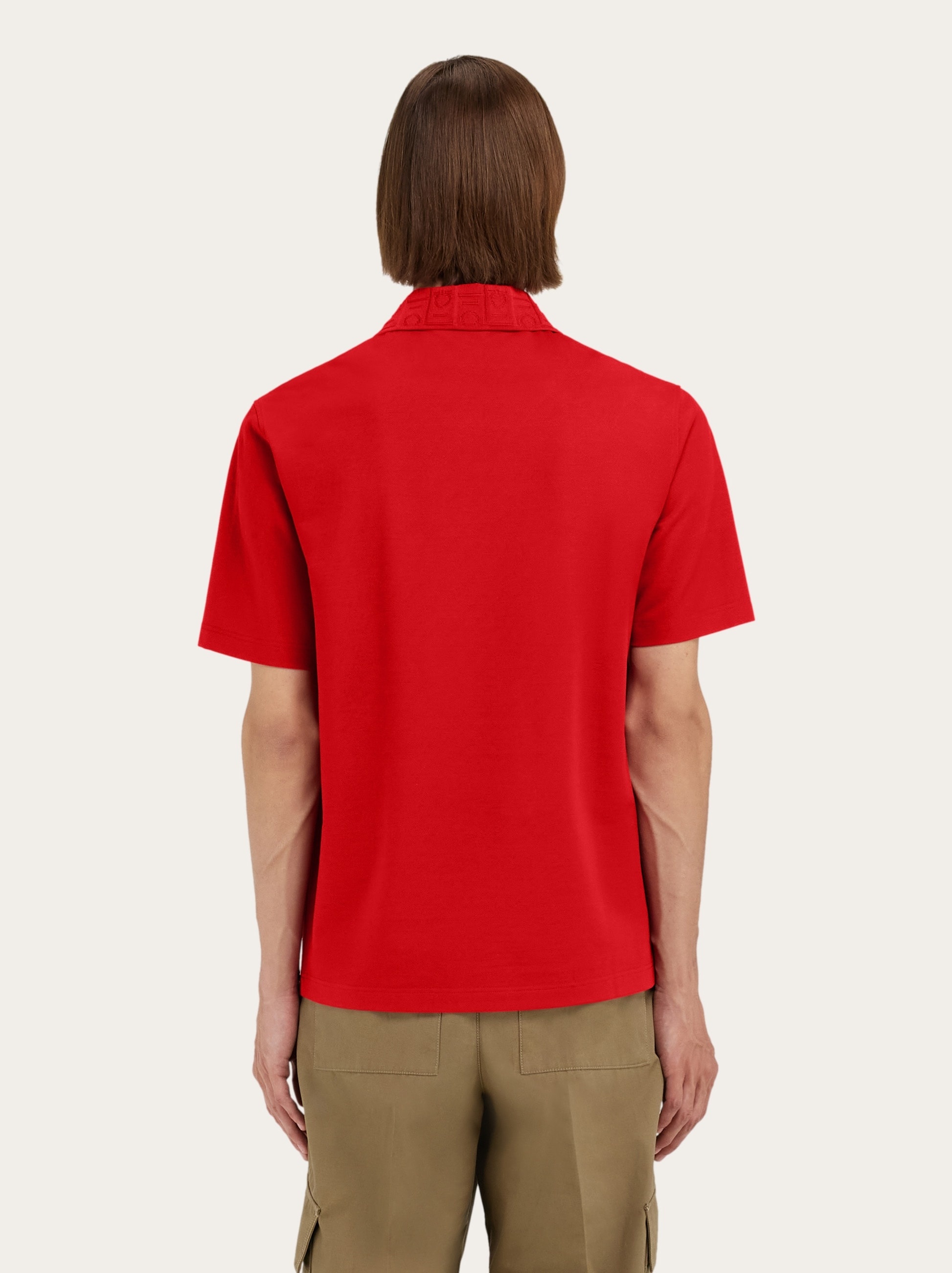 V-neck polo with jacquard pocket detail - 3