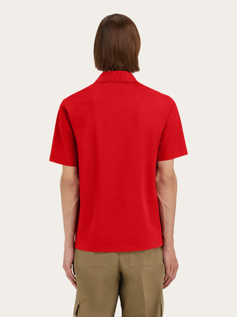 V-neck polo with jacquard pocket detail 3
