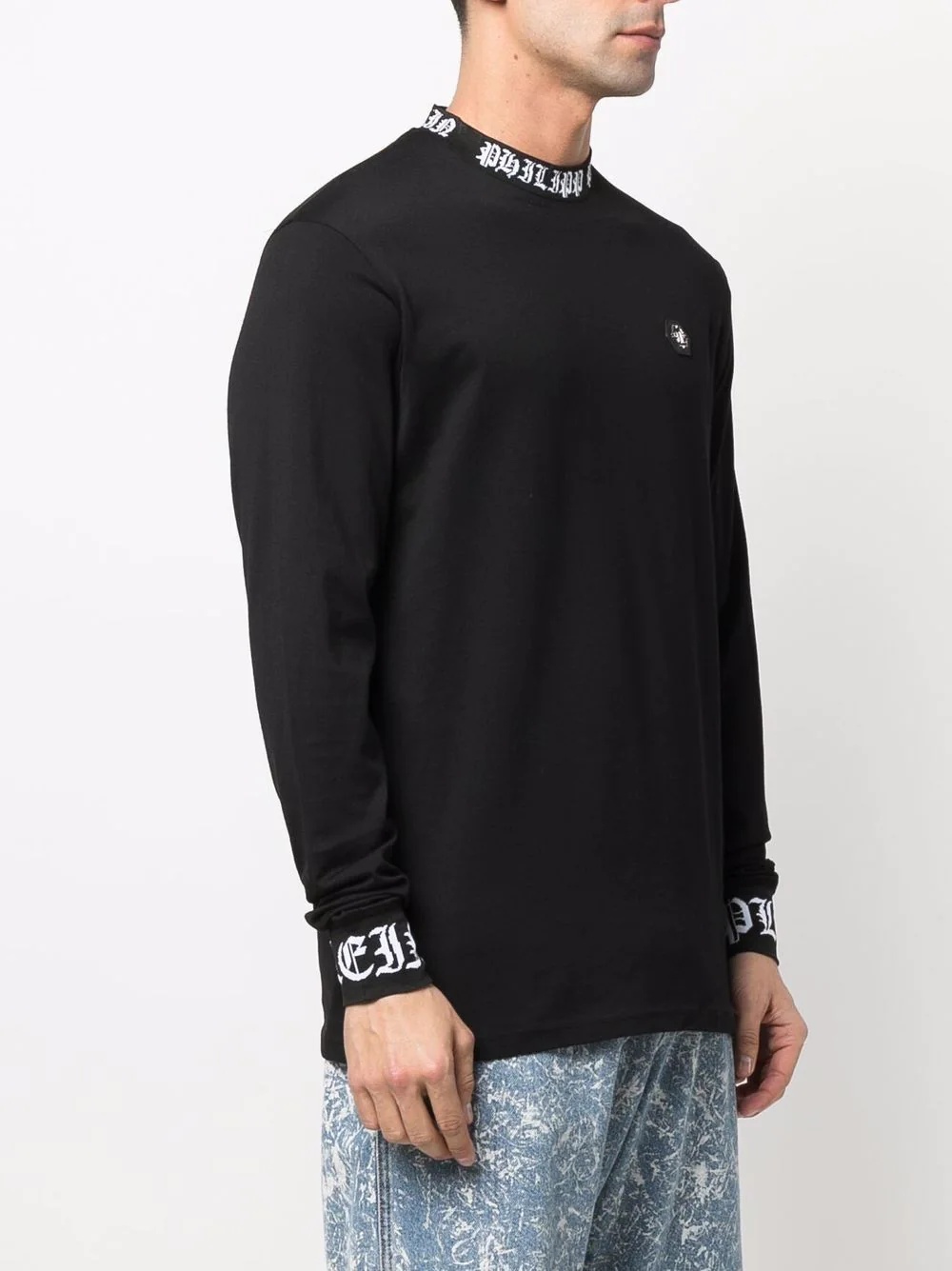 logo-trim long-sleeve top - 3