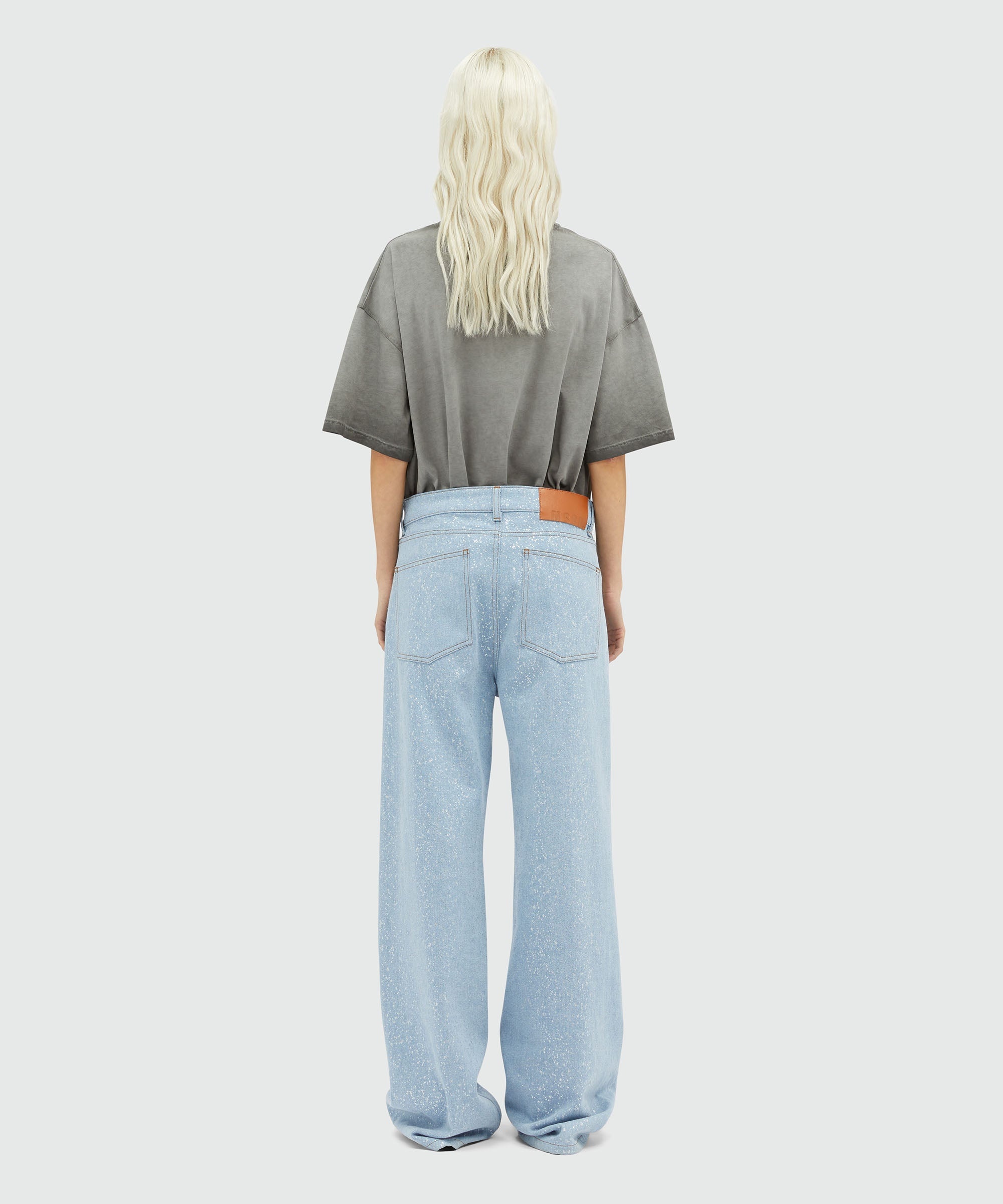 MSGM Wide-leg glitter denim pants | REVERSIBLE