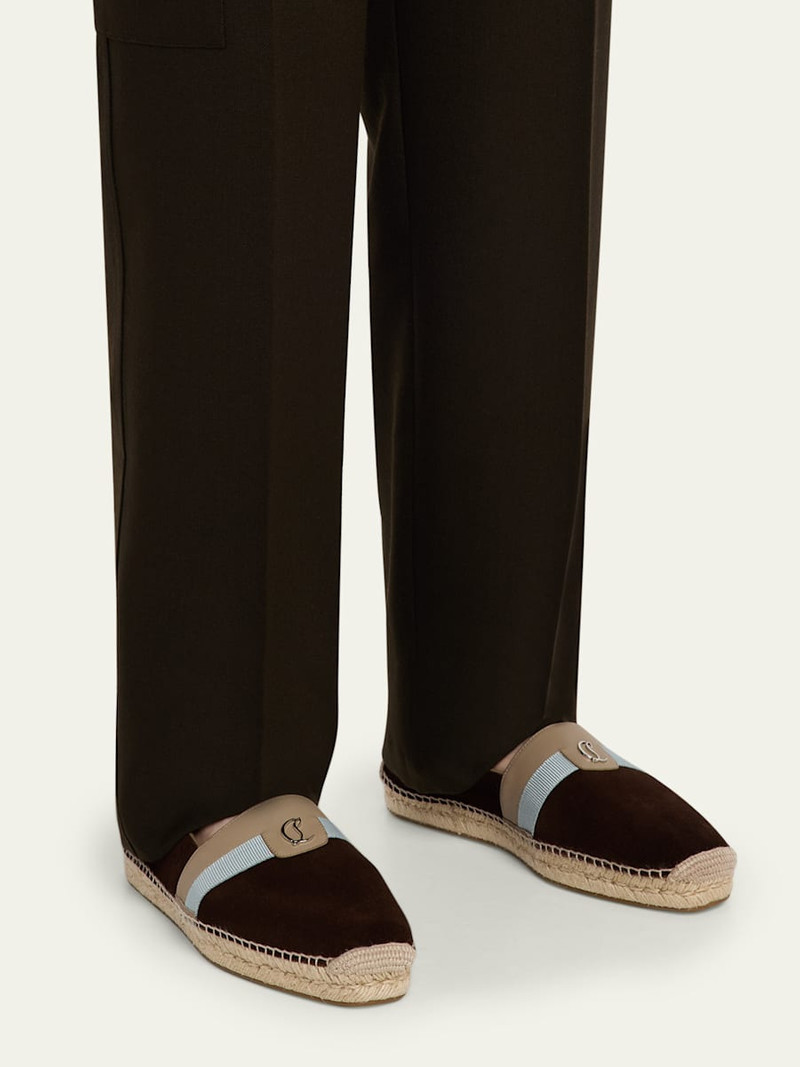 Christian Louboutin Men's Alfarica Reversed Nubuck Leather Red-Sole Espadrilles outlook