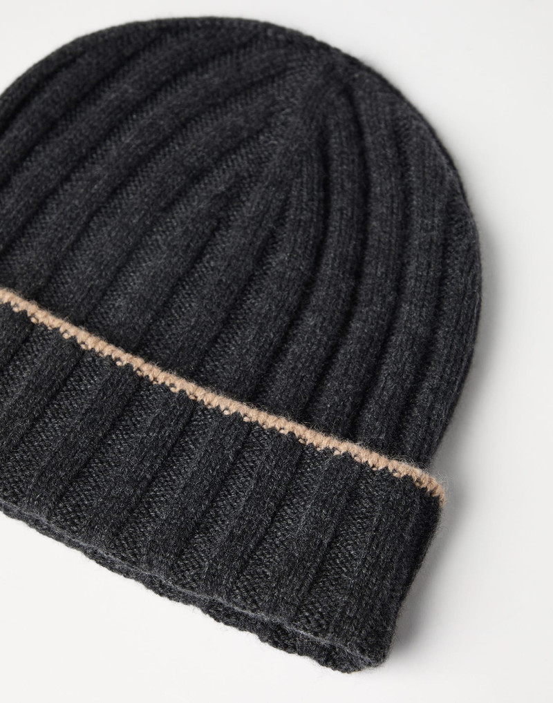 Brunello Cucinelli Cashmere rib knit beanie outlook