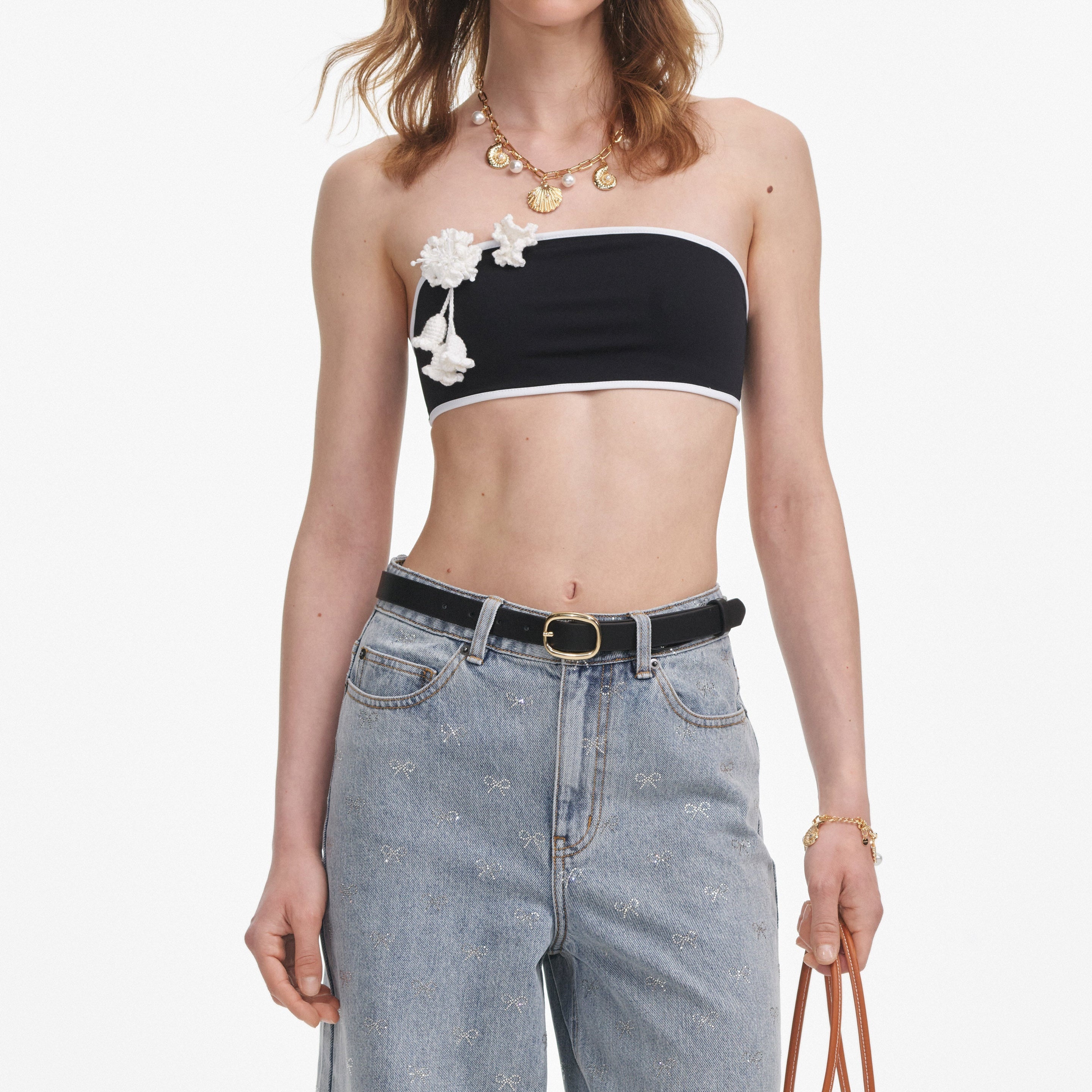 Light Blue Diamante Bow Jeans - 4