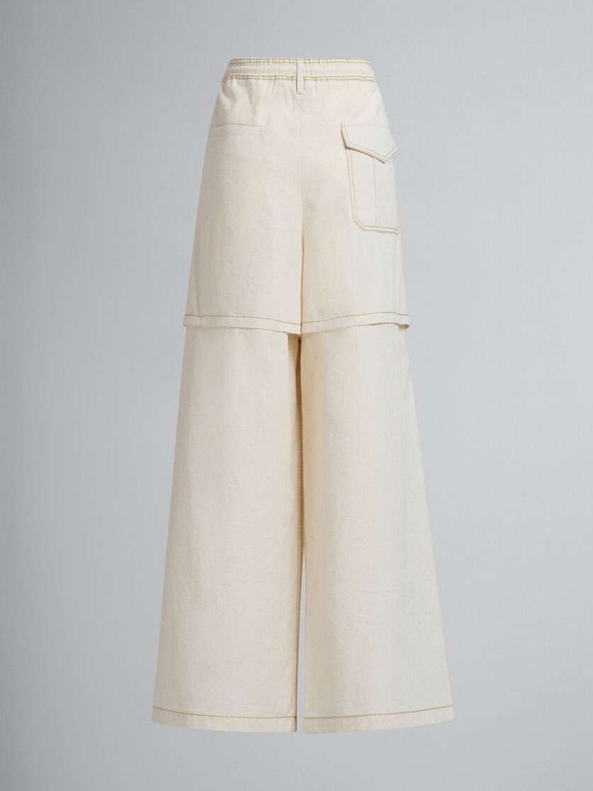 LIGHT BEIGE ORGANIC TOILE HYBRID CARGO PANTS WITH MARNI MENDING - 3