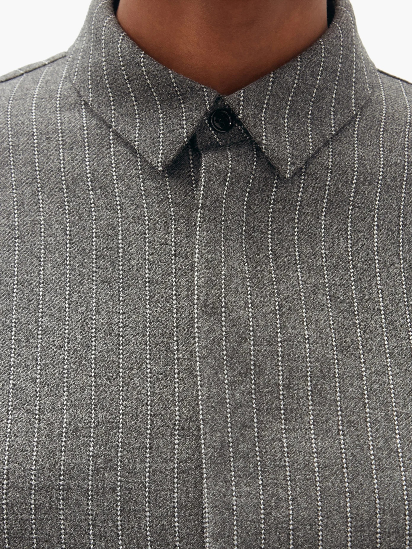 Pinstriped wool shirt - 4