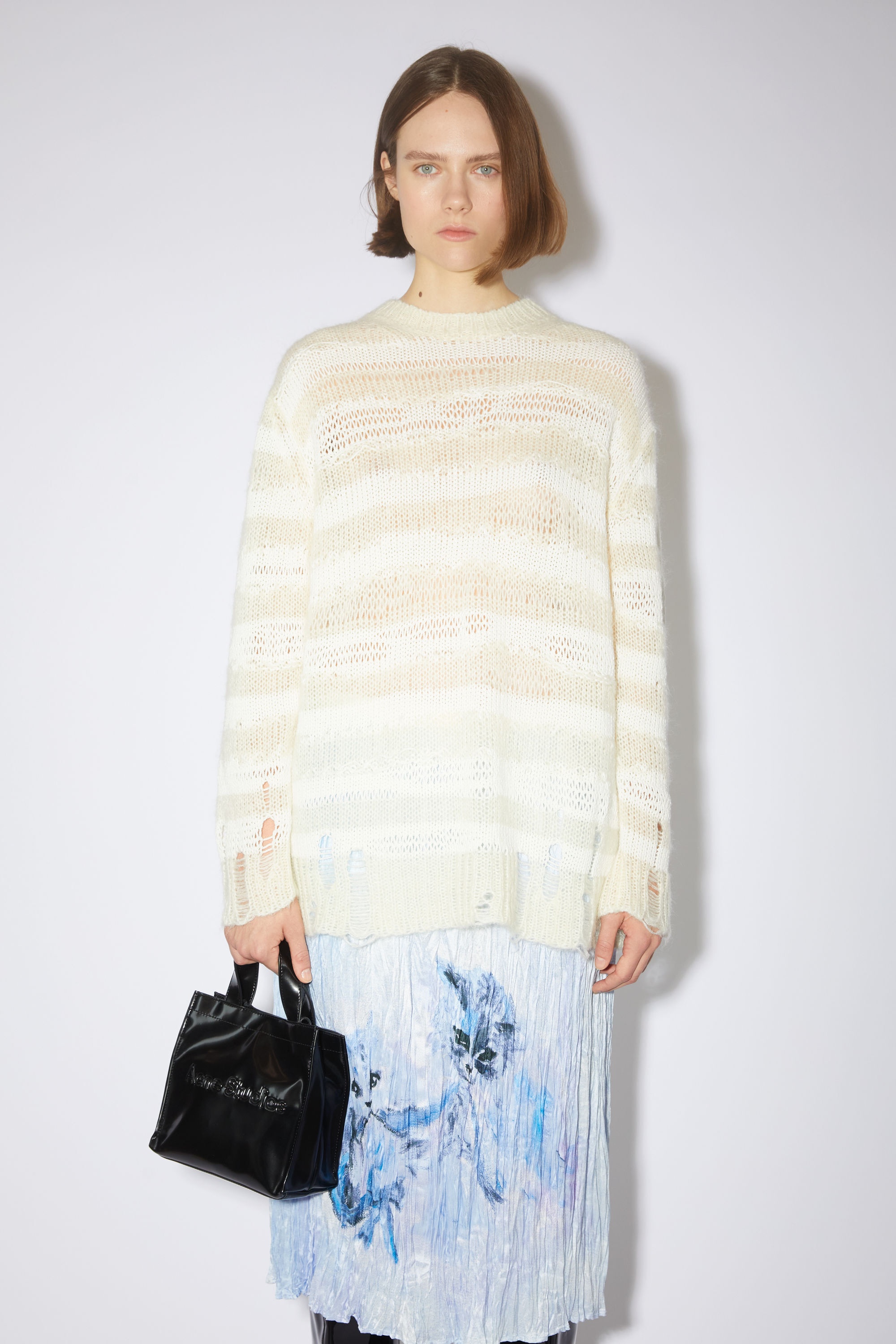 Distressed stripe jumper - Off white/white - 2