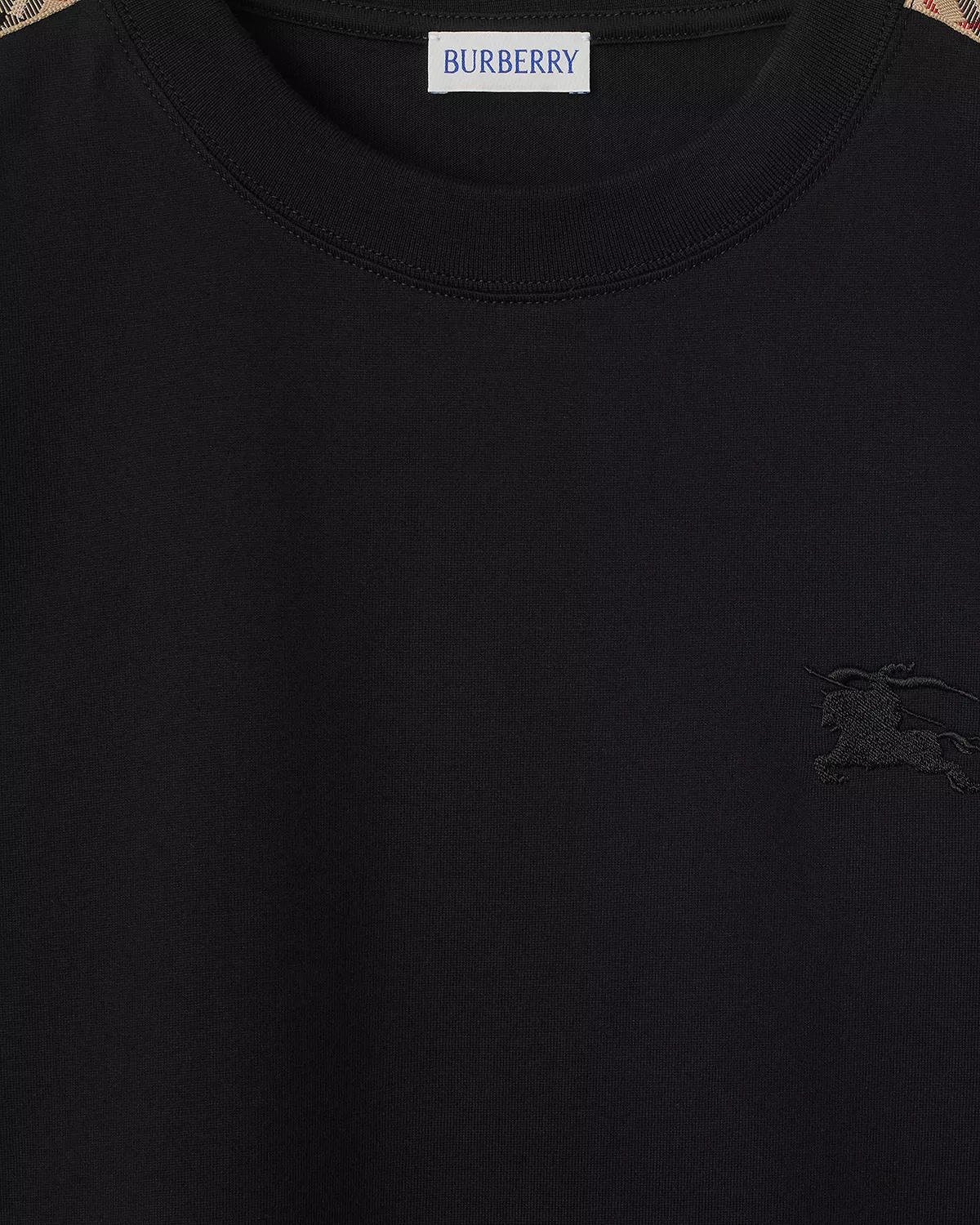 Check Trim Cotton Tee - 2