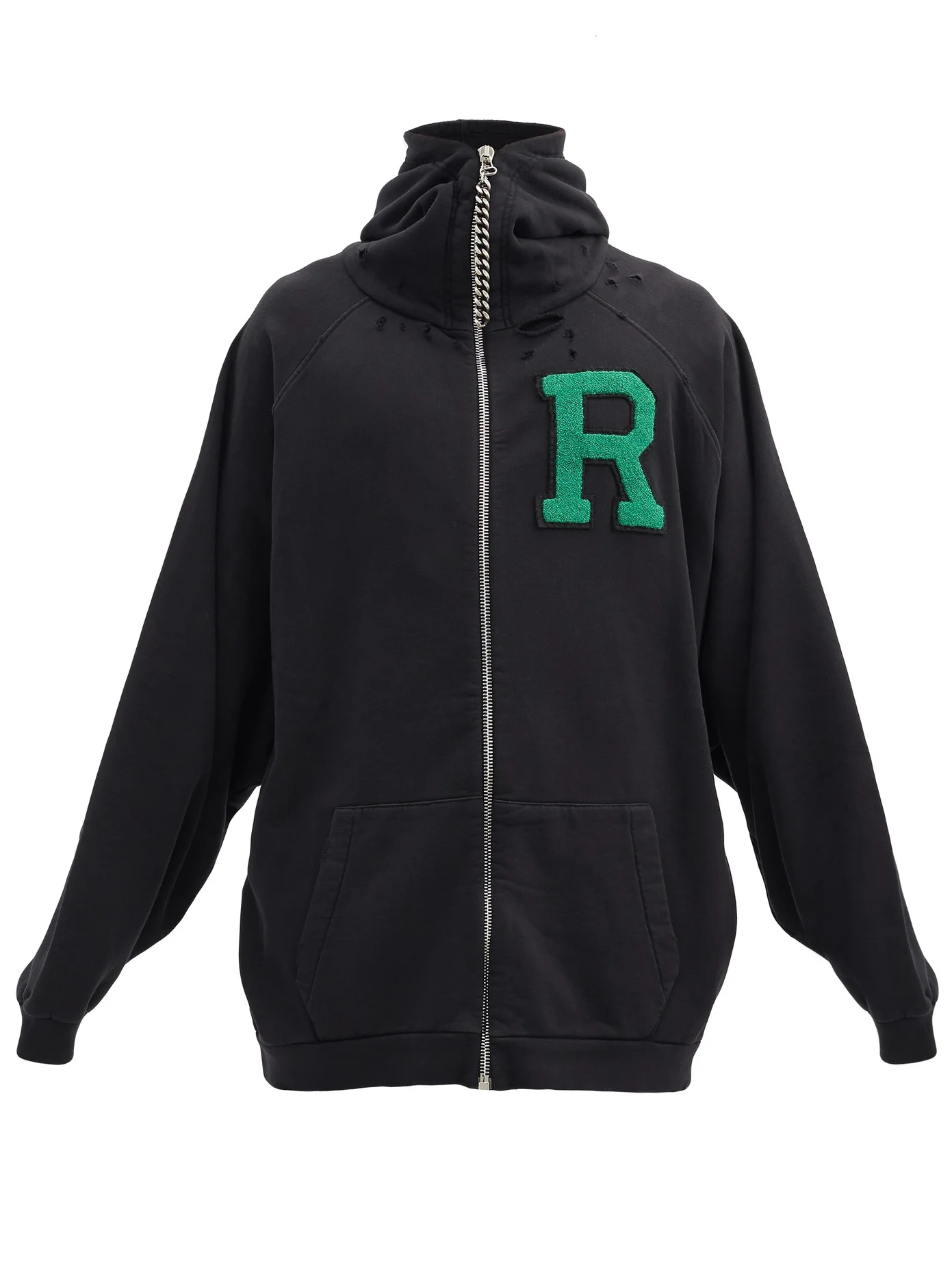 R-logo zip-up cotton-jersey hooded sweatshirt - 1