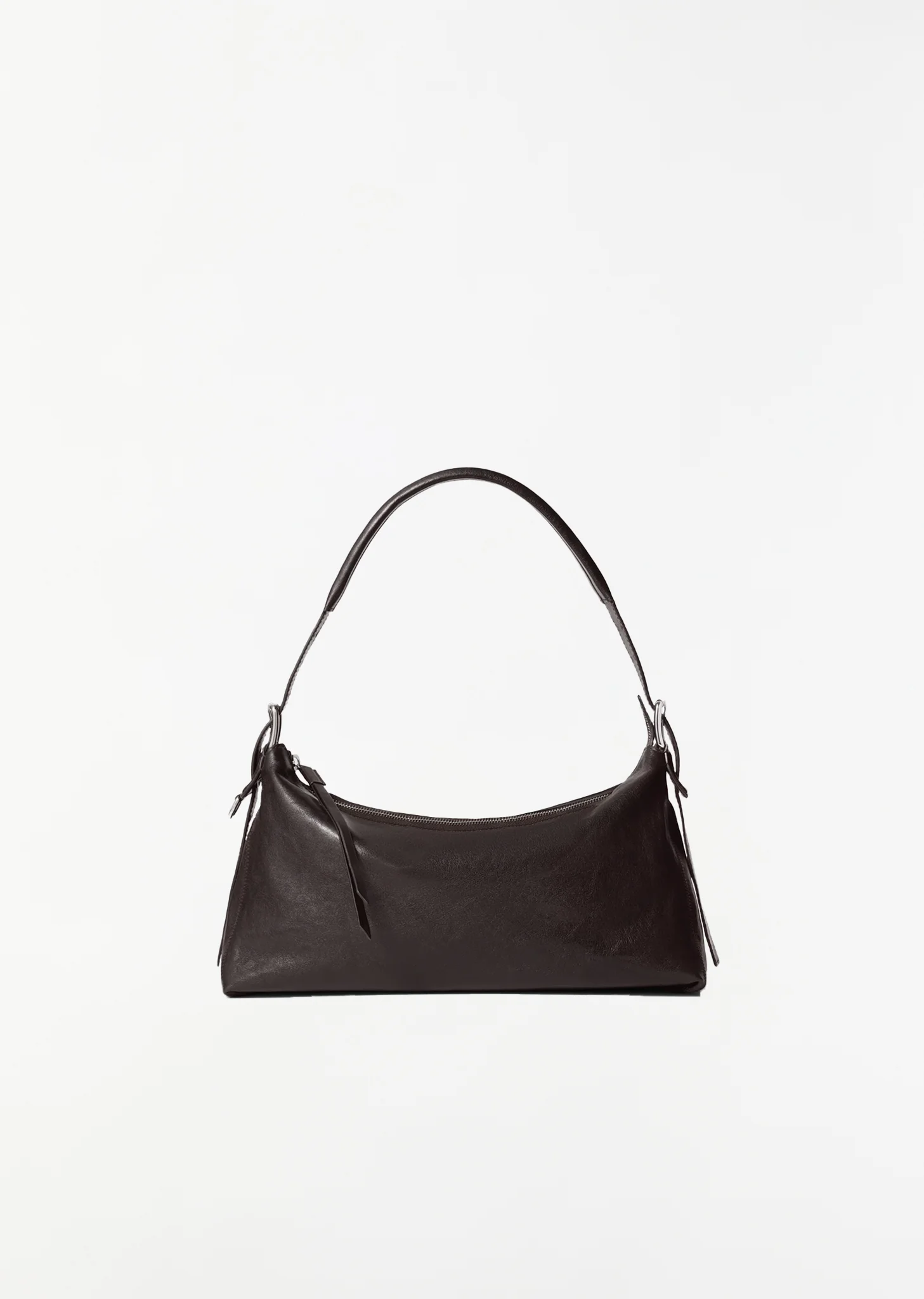 Belted Baguette Bag — Dark Brown - 1