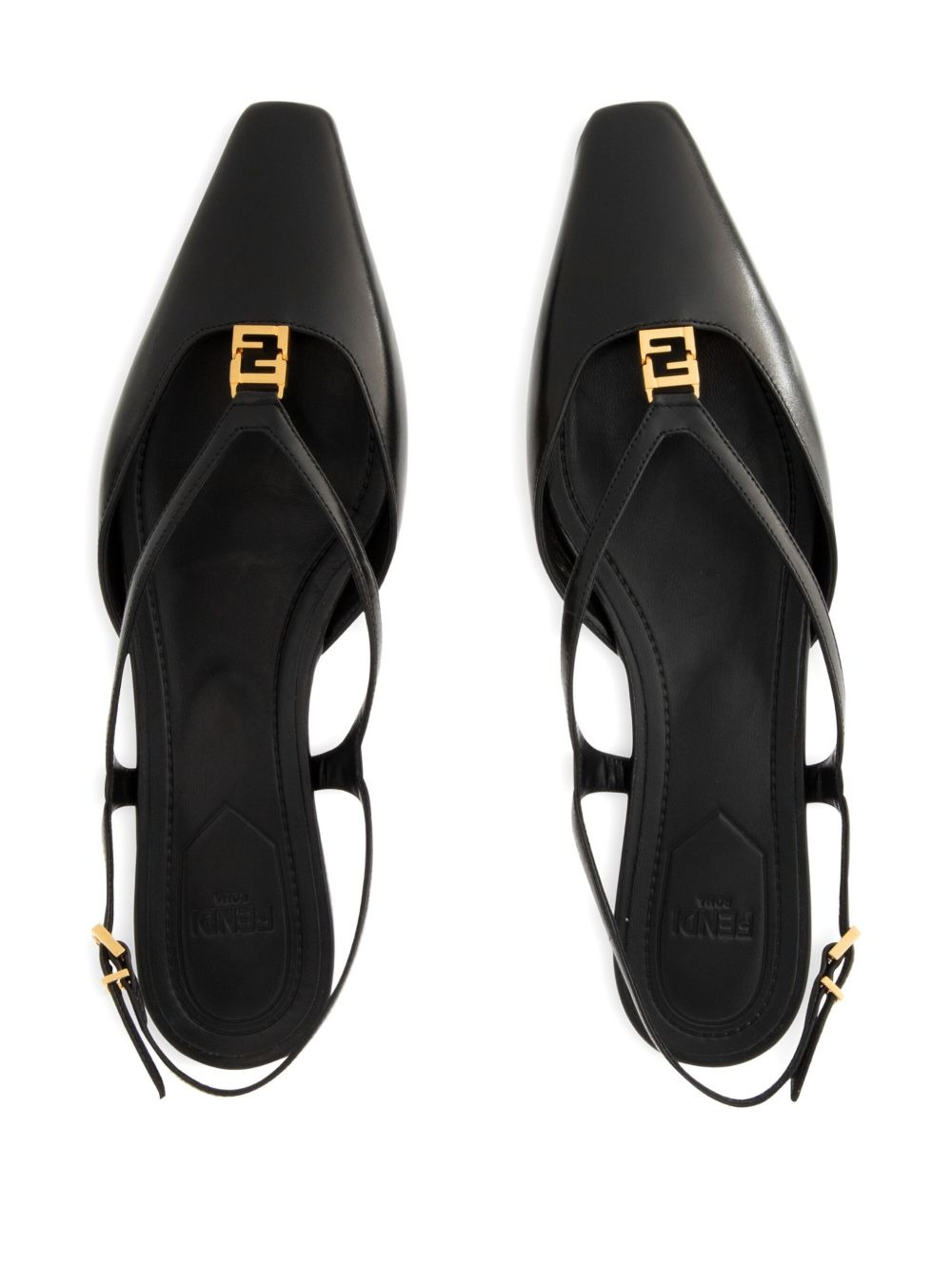 Fold slingback leather flats - 3
