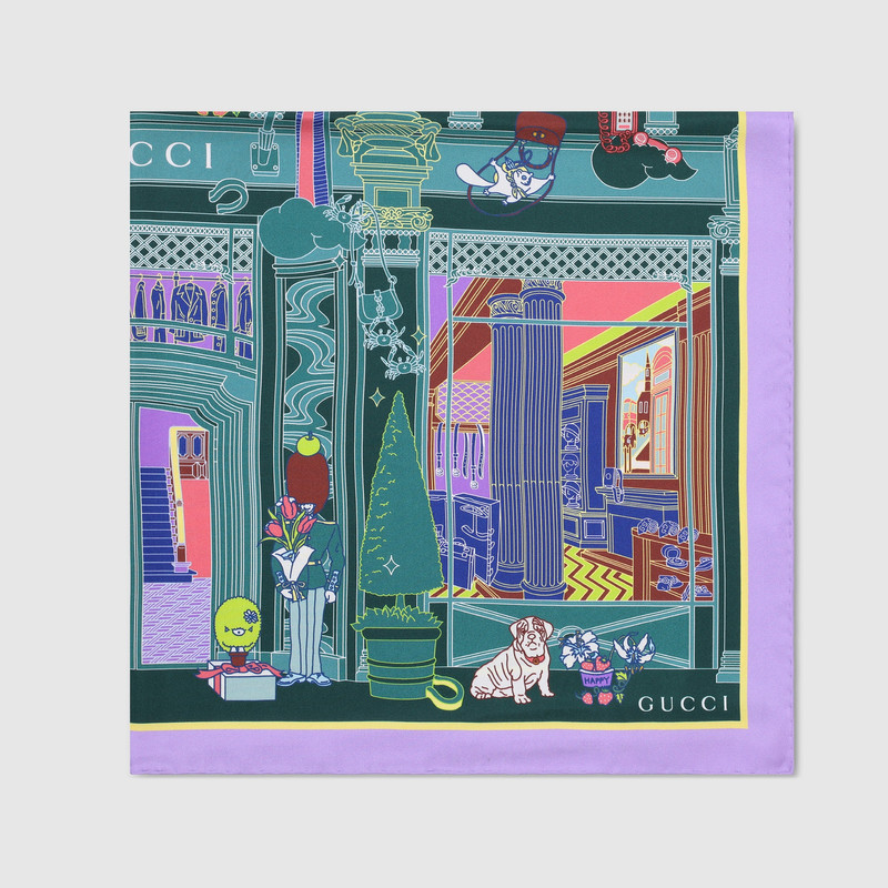 GUCCI Printed silk twill carré outlook