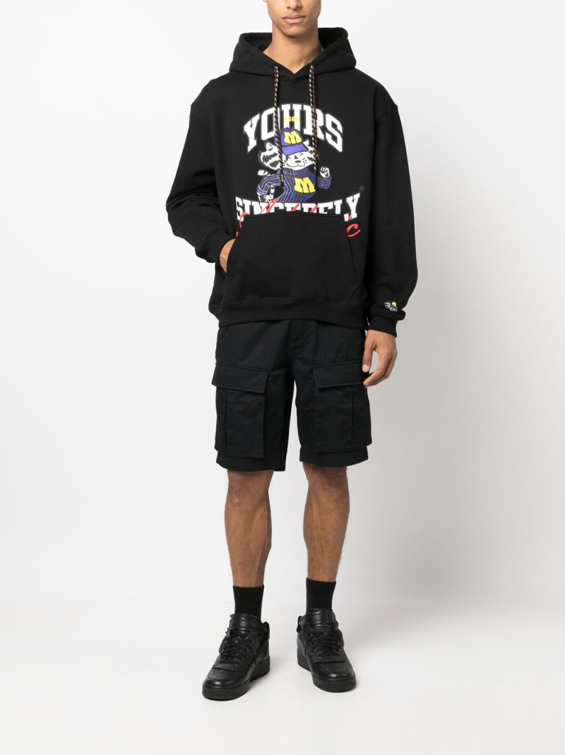 MSGM graphic-print cotton hoodie outlook