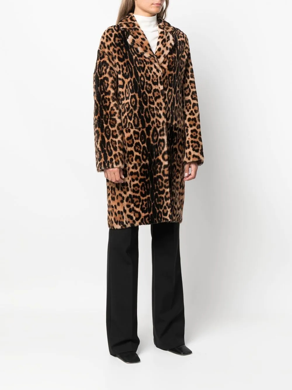 leopard-print shearling coat - 3