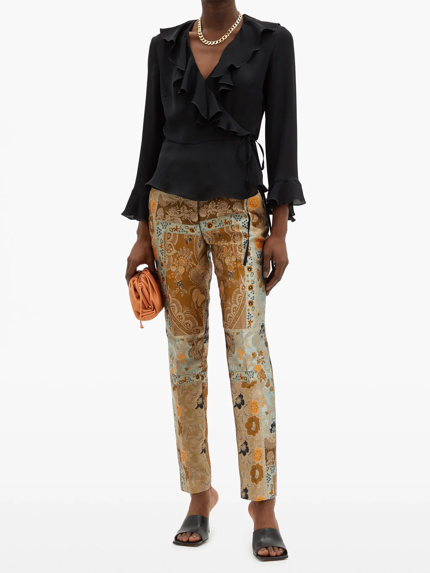 Bristol high-rise floral-brocade slim-leg trousers - 2