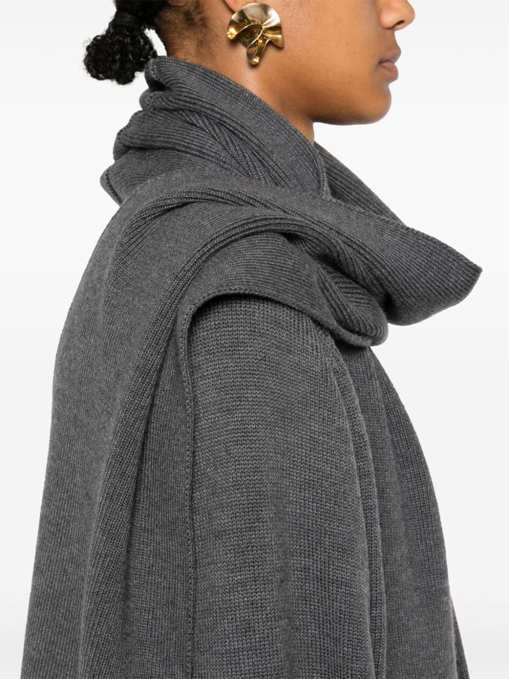 scarf-embellished cardigan - 5