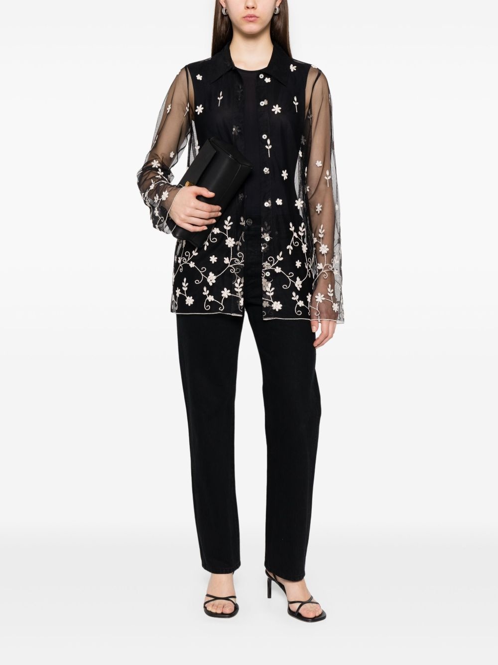 floral-embroidered shirt - 2