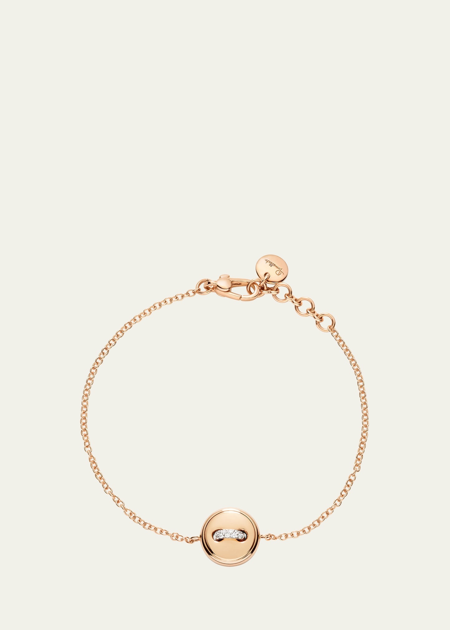 Pom Pom Dot 18K Rose Gold Diamond and Turquoise Chain Bracelet - 1