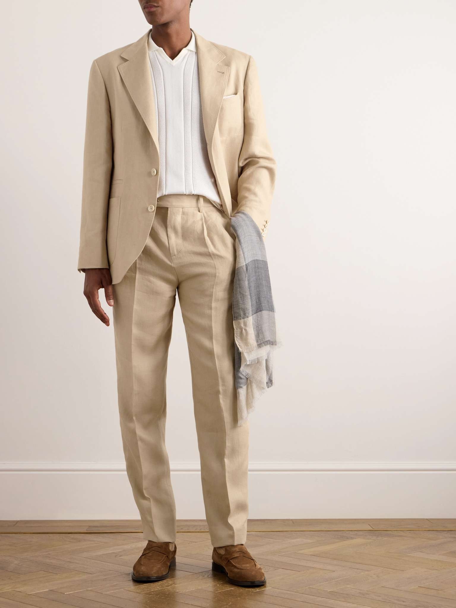 Straight-Leg Pleated Linen Suit Trousers - 2