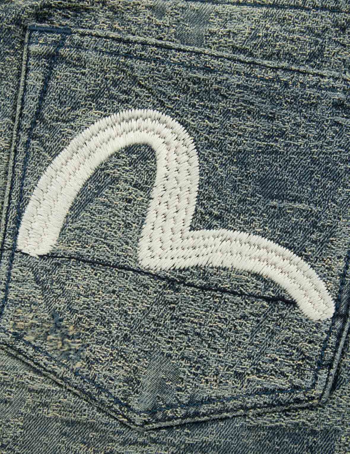 Washed Seagull Embroidery Regular Straight Fit Jeans #2008 - 10