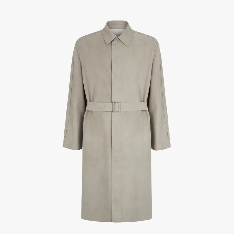 Gray suede trench coat 1