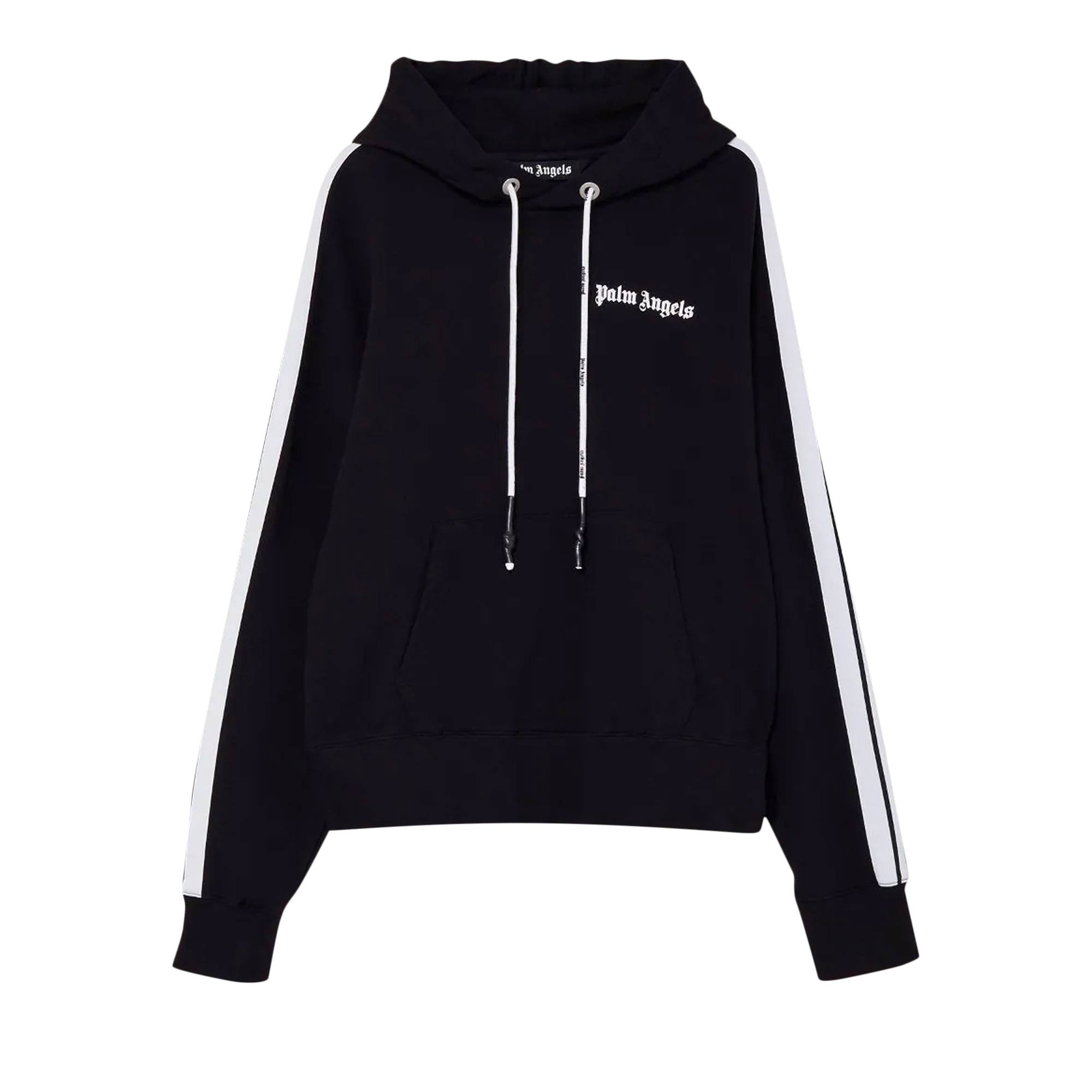Palm Angels Fleece Track Hoodie 'Black/White' - 1