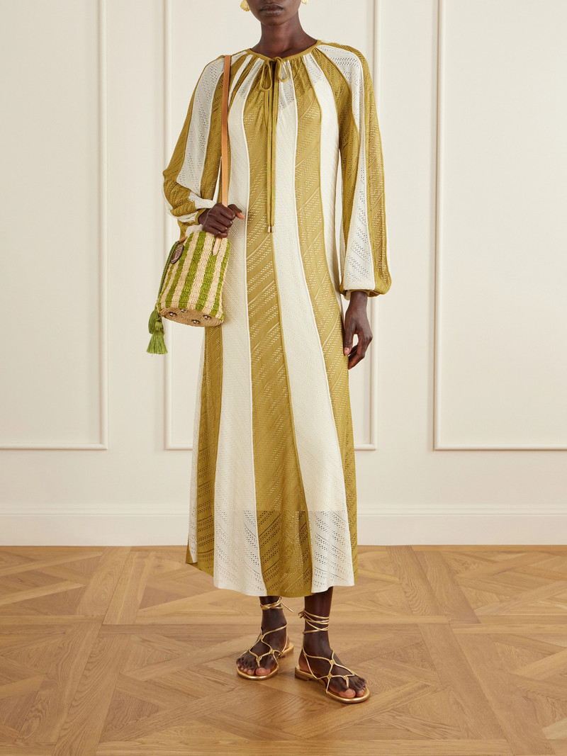 Zimmermann Mahon Splice Striped Mesh Midi Dress outlook