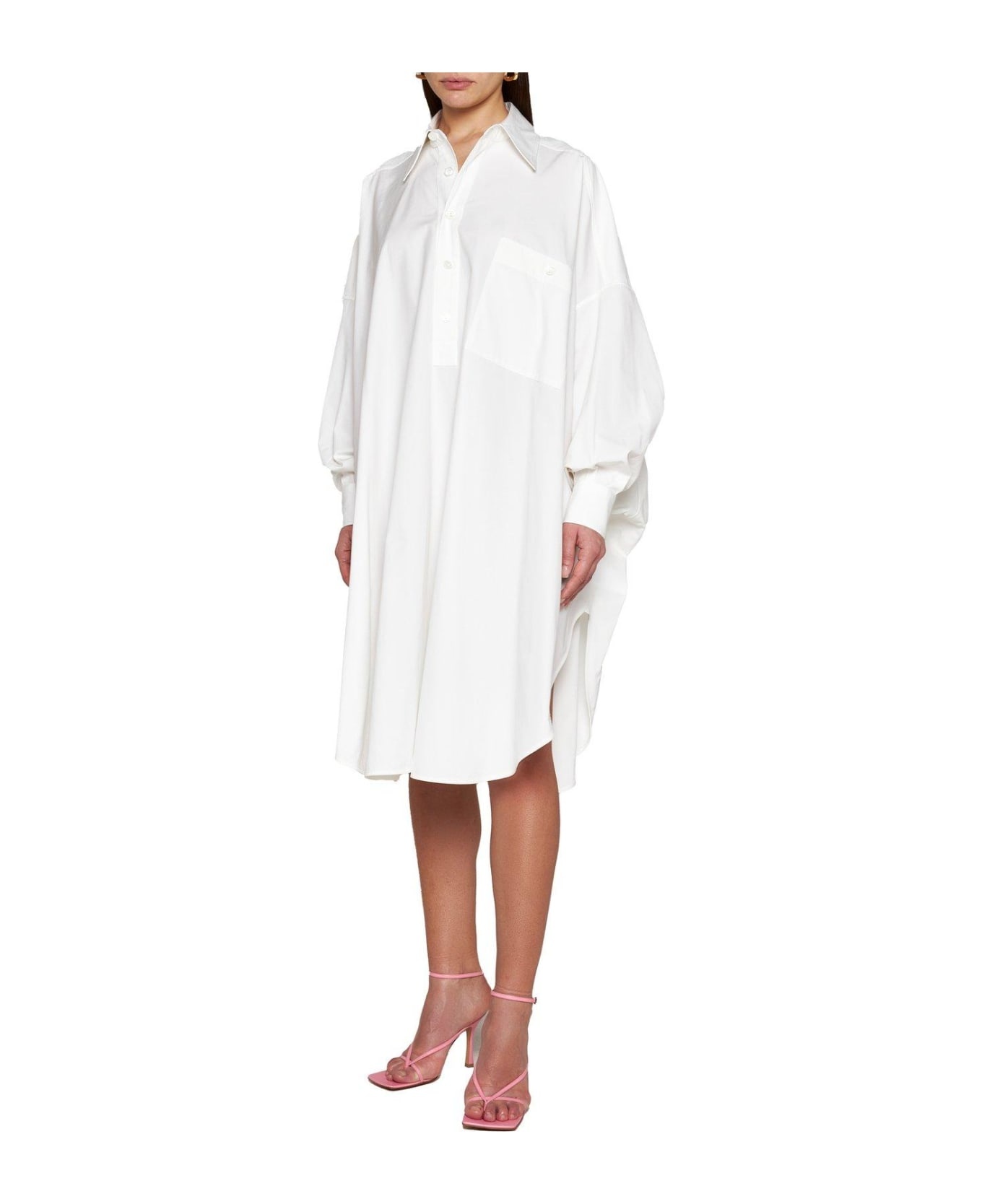 Half-buttoned Shirt Dress - 2