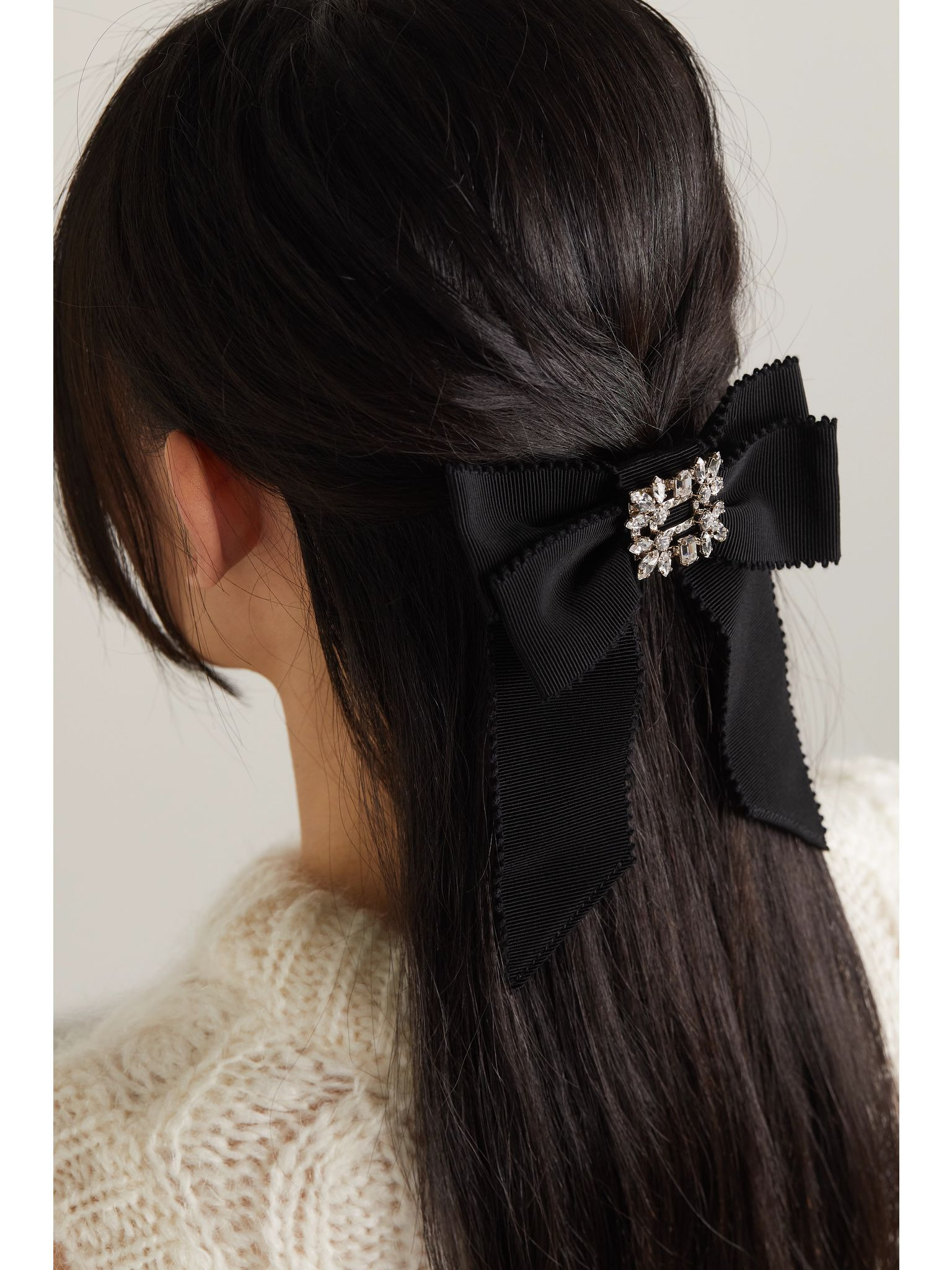 Broche Vivier crystal-embellished grosgrain hair clip Black - 2
