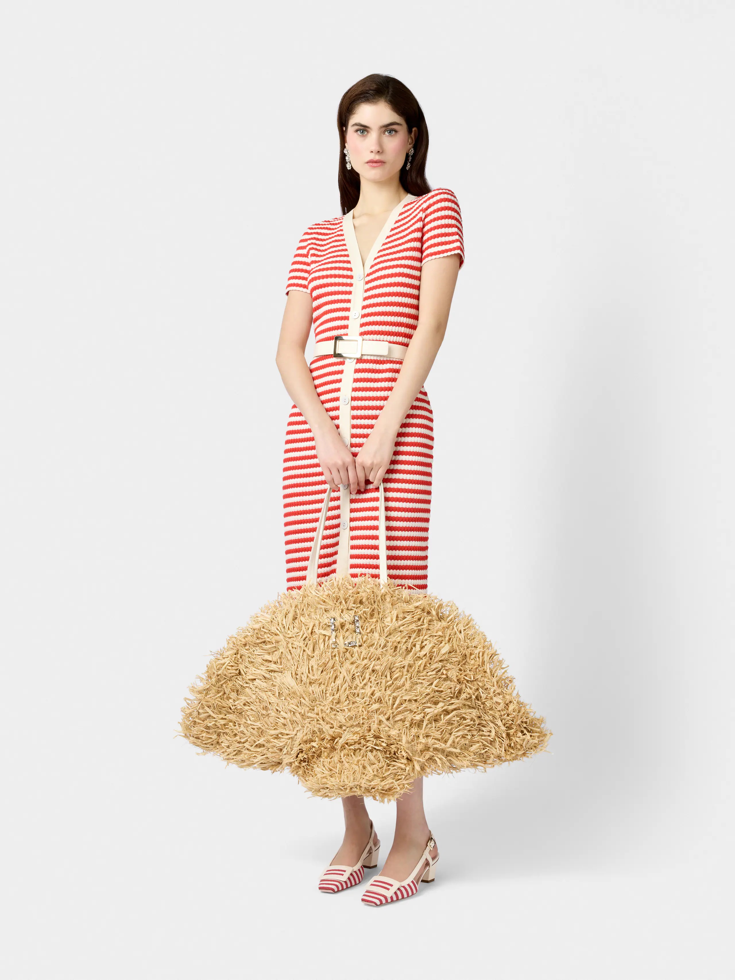 Très Vivier Large Shopping Bag in raffia - 7