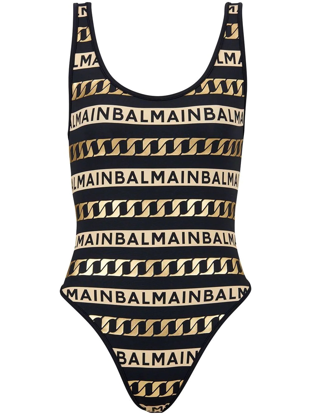 striped logo-print swimsuit - 1