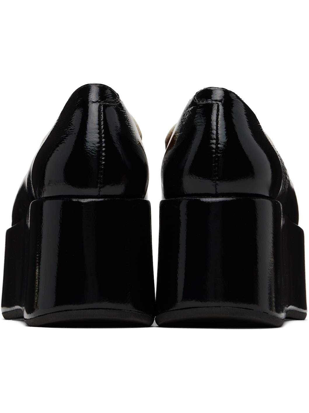 Black & Off-White Butterfly Chain Platform Loafers - 2
