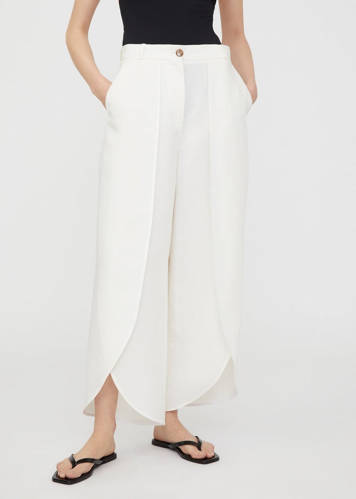 Lyocell linen wrap trousers tofu - 5