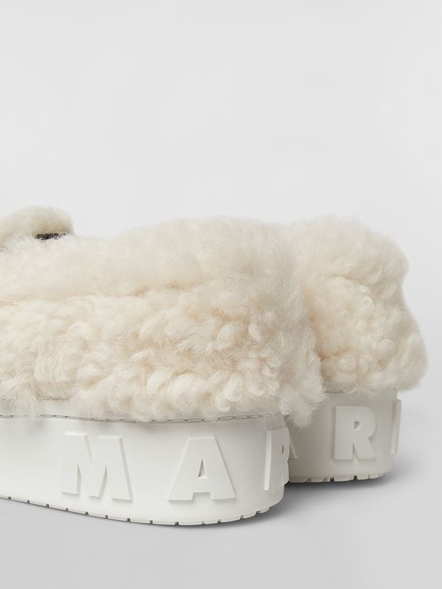 WHITE SHEARLING SLIP-ON SNEAKER WITH MAXI MARNI LOGO - 5