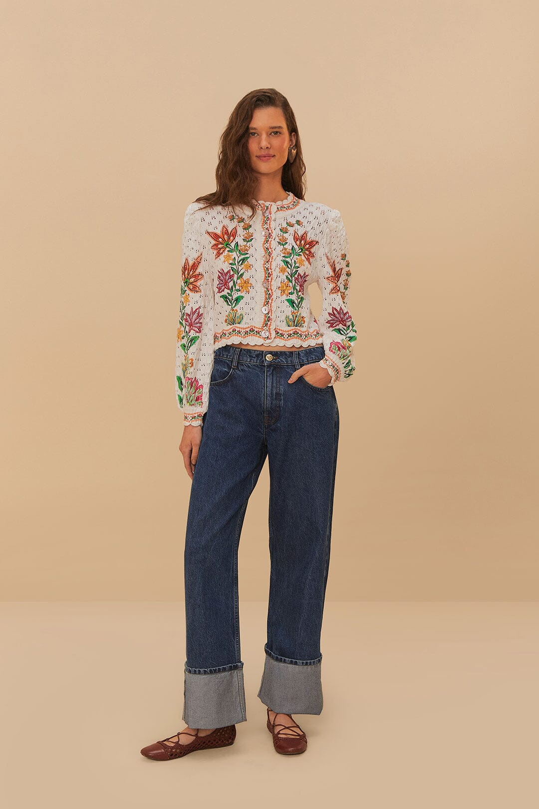 Denim Low Waist Wide Pants - 3