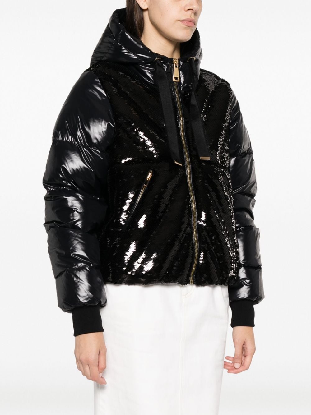 Puff Glossy Sequins hooded jacket - 3