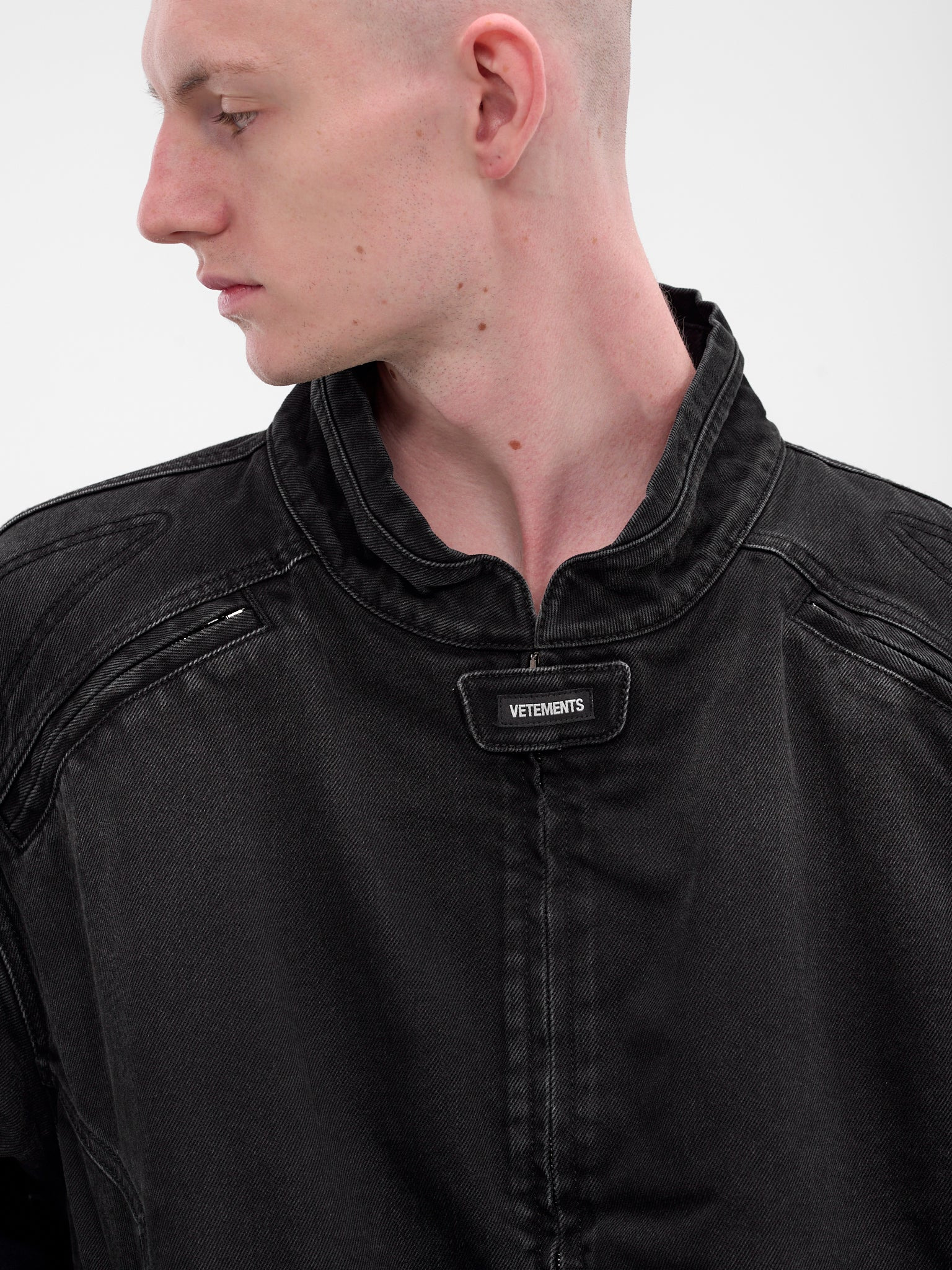 Black Racing Denim Zip Jacket - 4