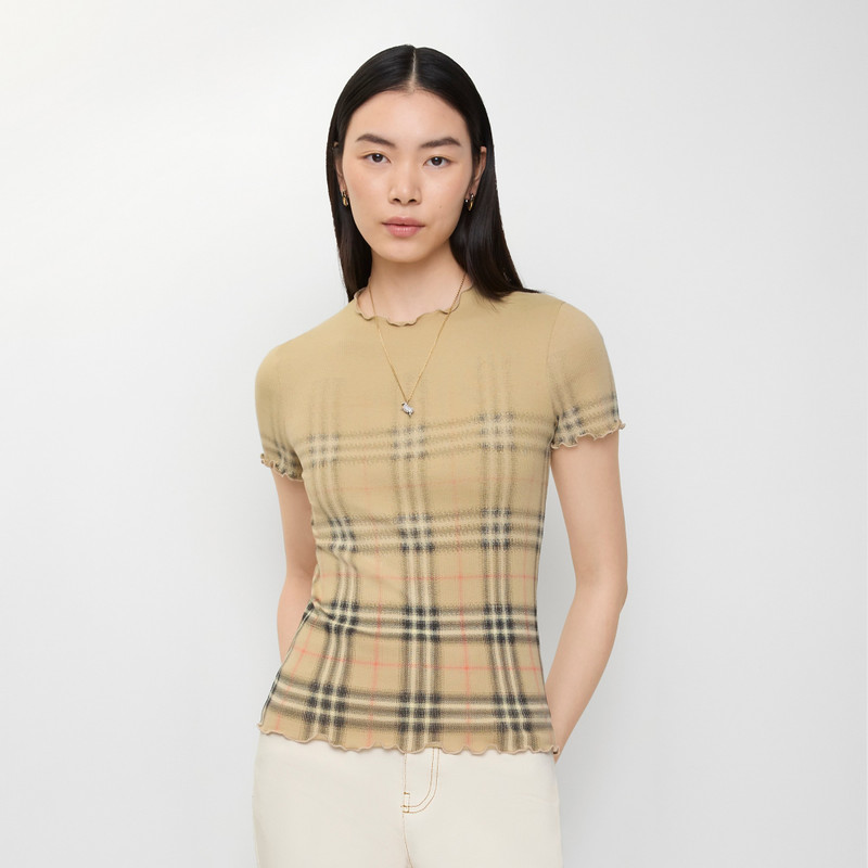 Burberry Gradient Check Stretch Cotton Top outlook