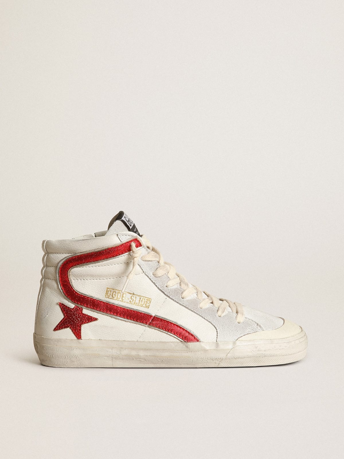 Golden Goose Slide with a red laminated leather star and flash | REVERSIBLE