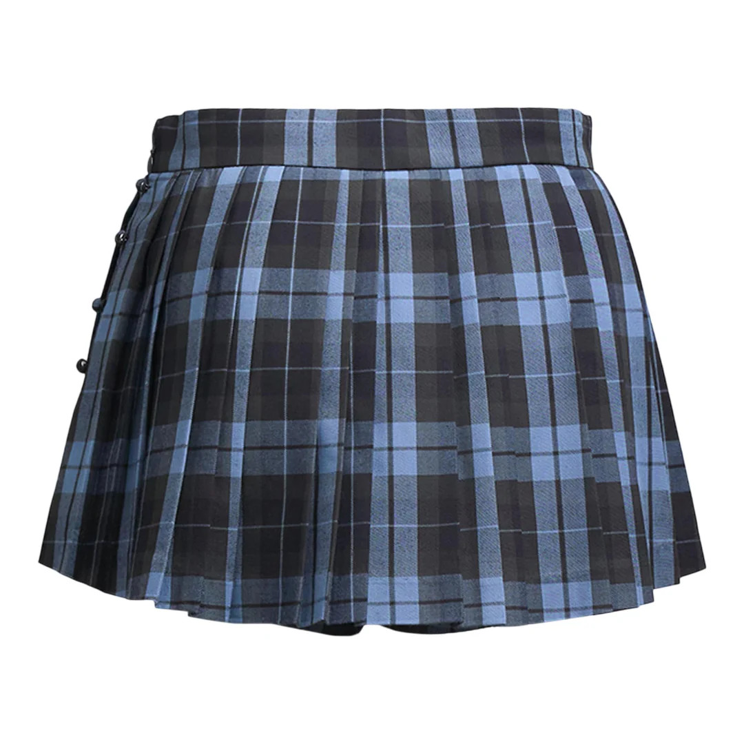 Navy Check Volumed Micro Skort - 2