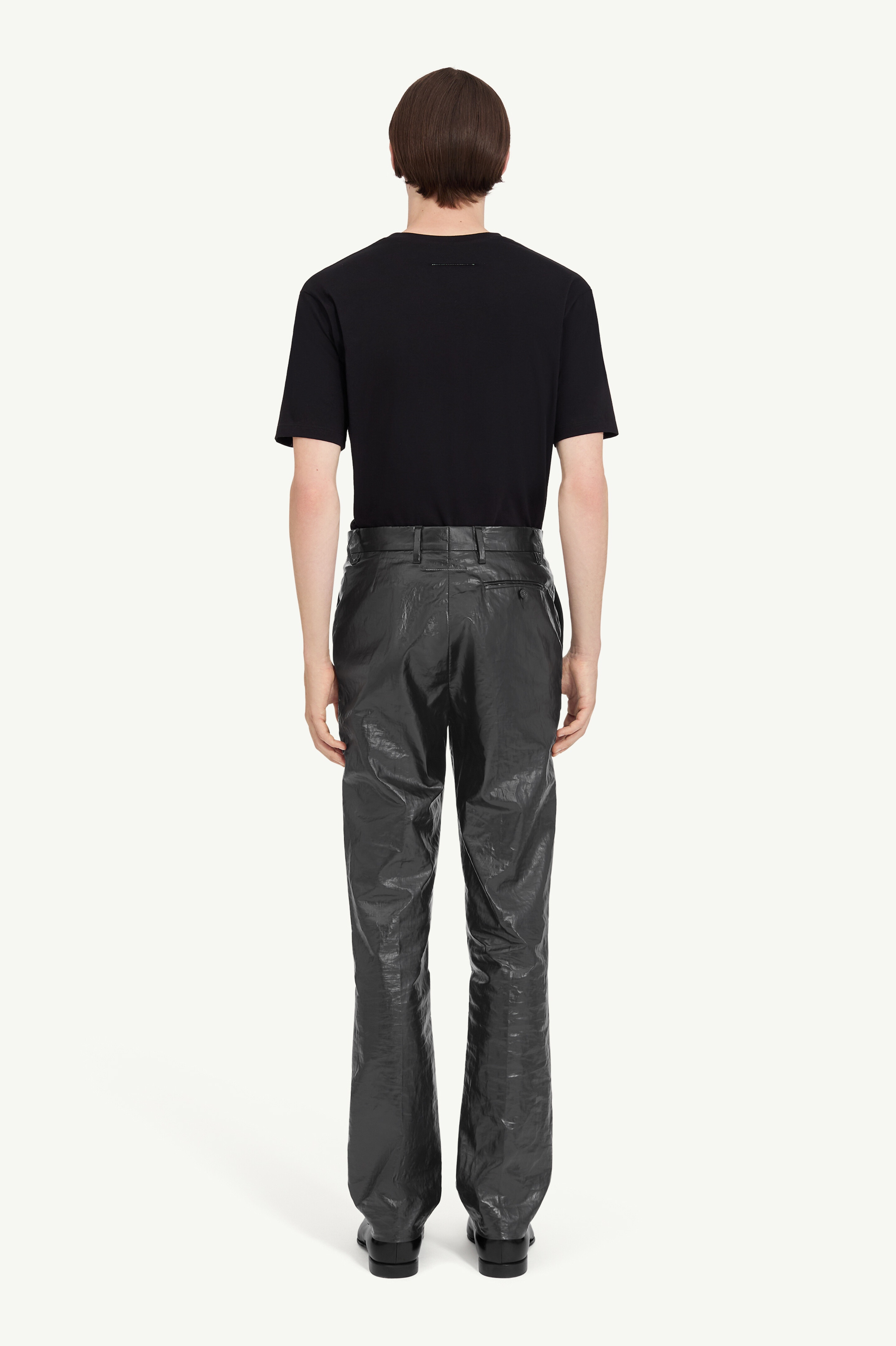 Shiny coated linen trousers - 4