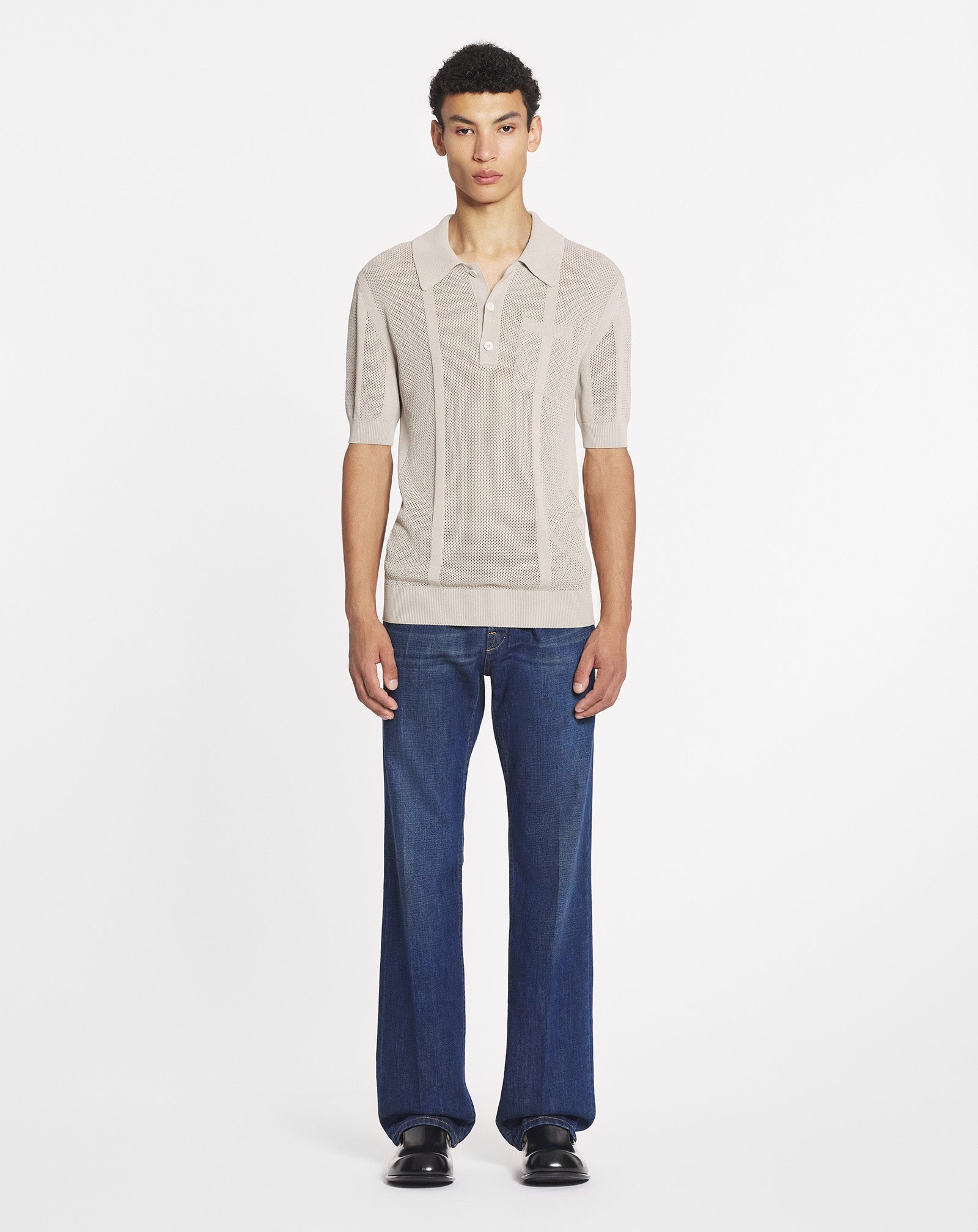 OPENWORK KNIT POLO SHIRT - 2