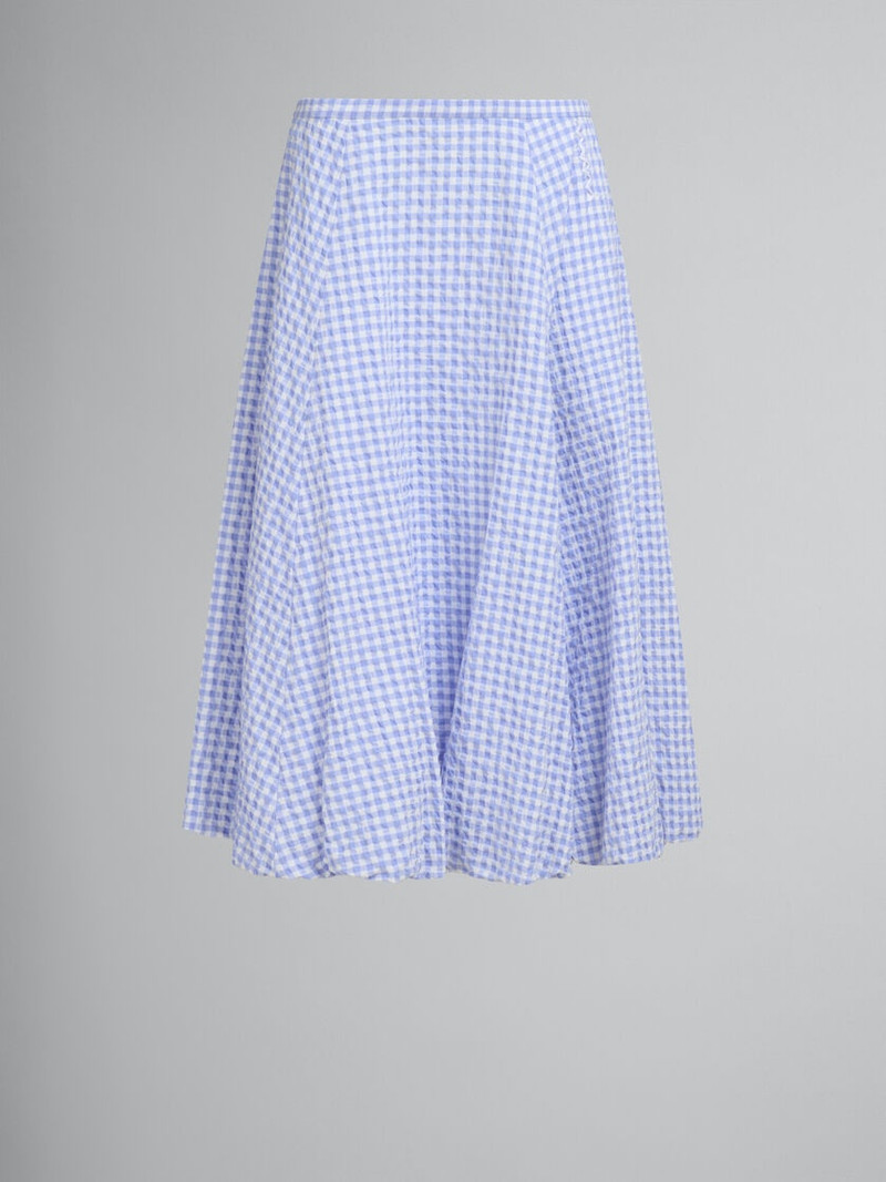 WHITE AND LIGHT BLUE CHECKED SEERSUCKER SKIRT 1