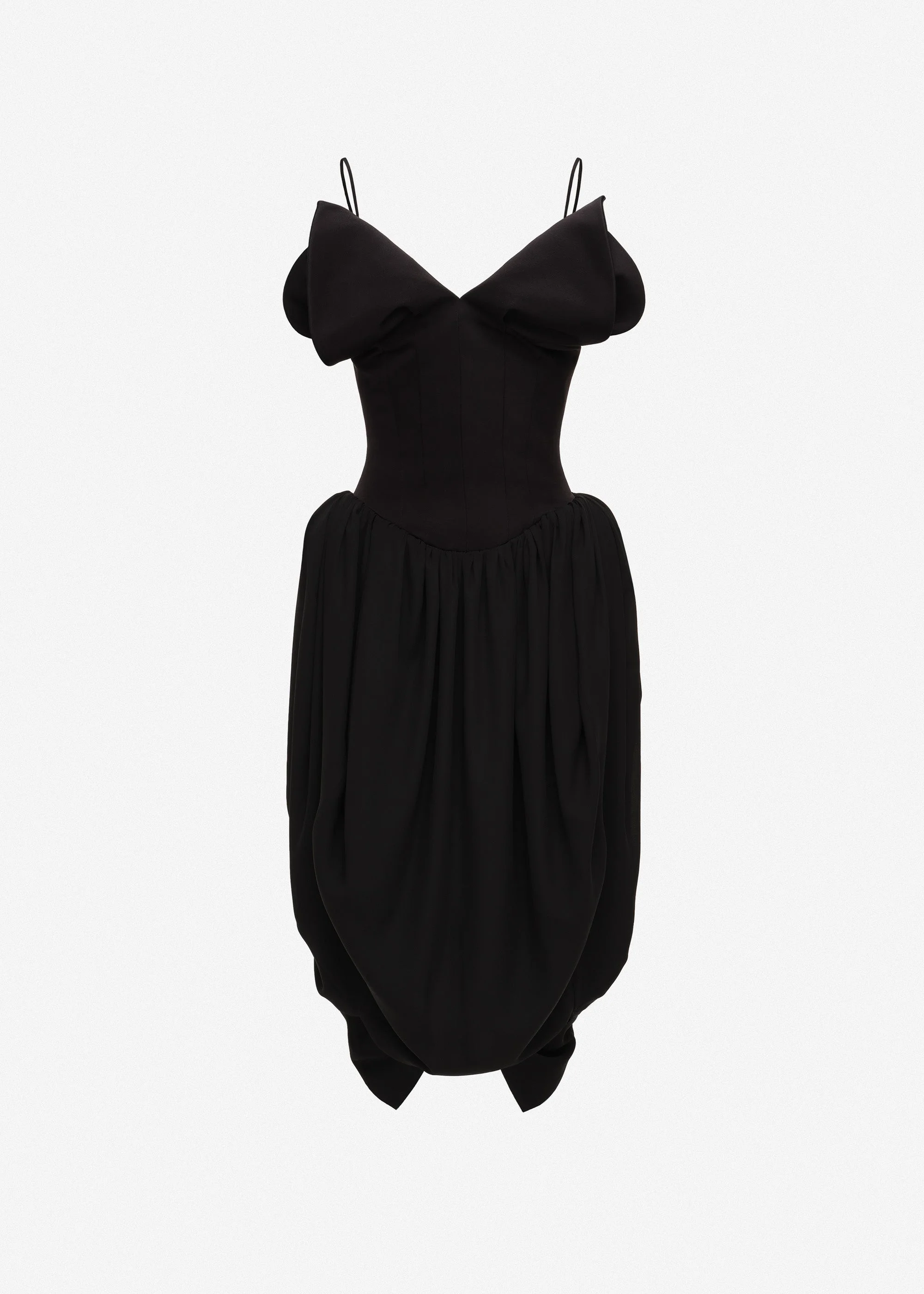 V-neck corset midi dress in black - 1