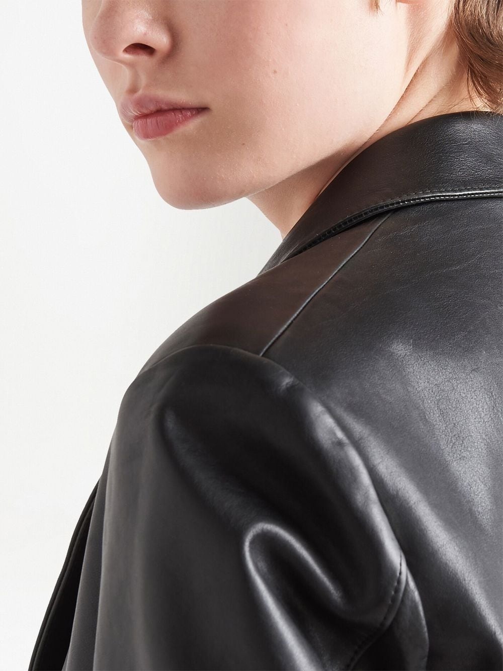 single-breasted leather jacket - 4