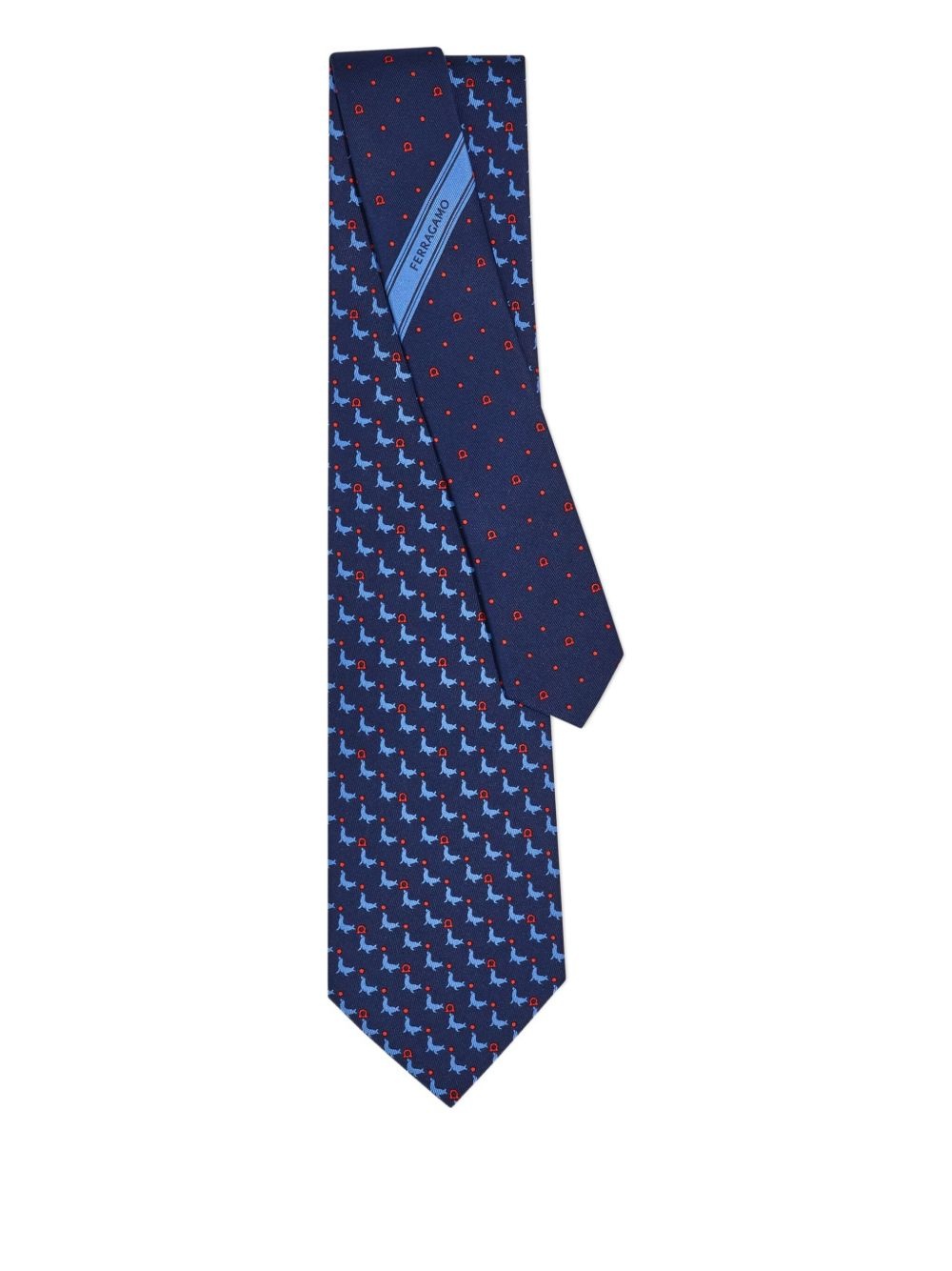 seal-motif silk tie - 2